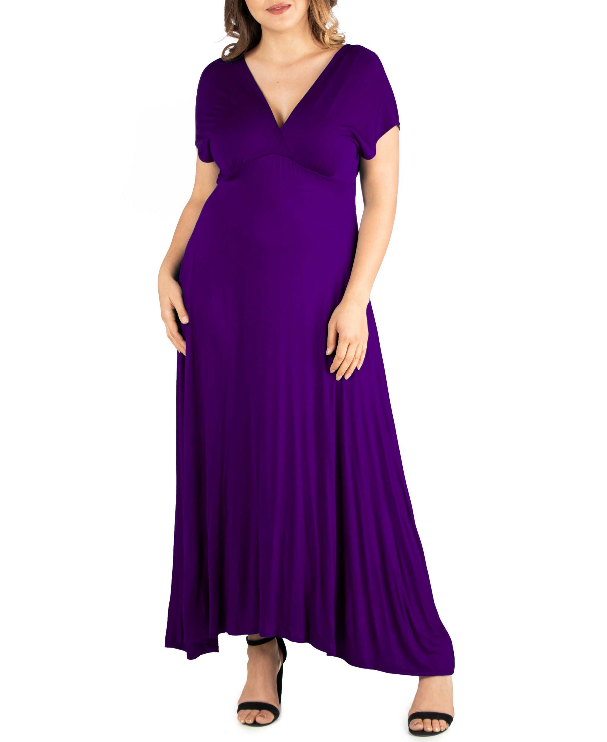 Plus Size Empire Waist V-neck Maxi Dress