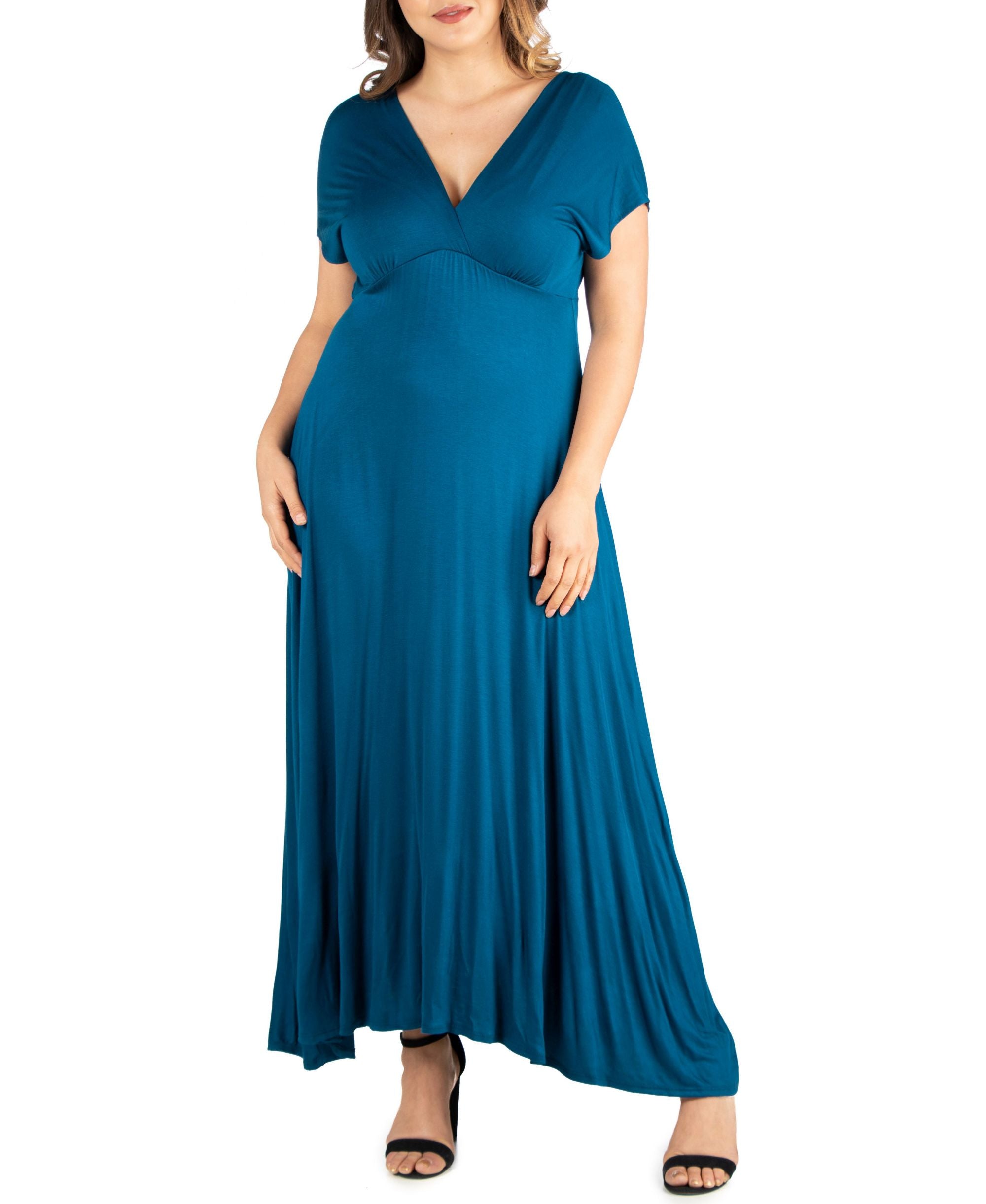 Plus Size Empire Waist V-neck Maxi Dress