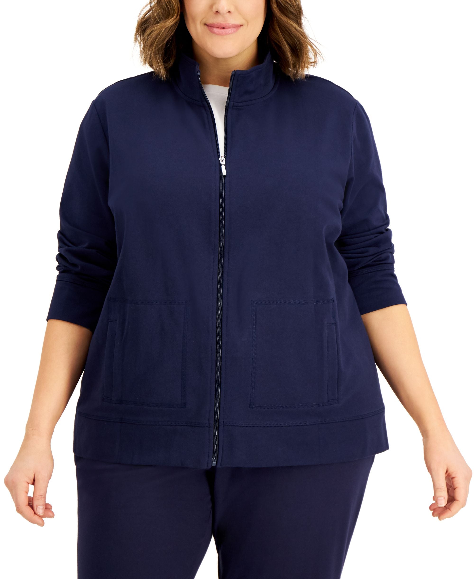 Karen Scott Plus Size French Terry Knit Jacket