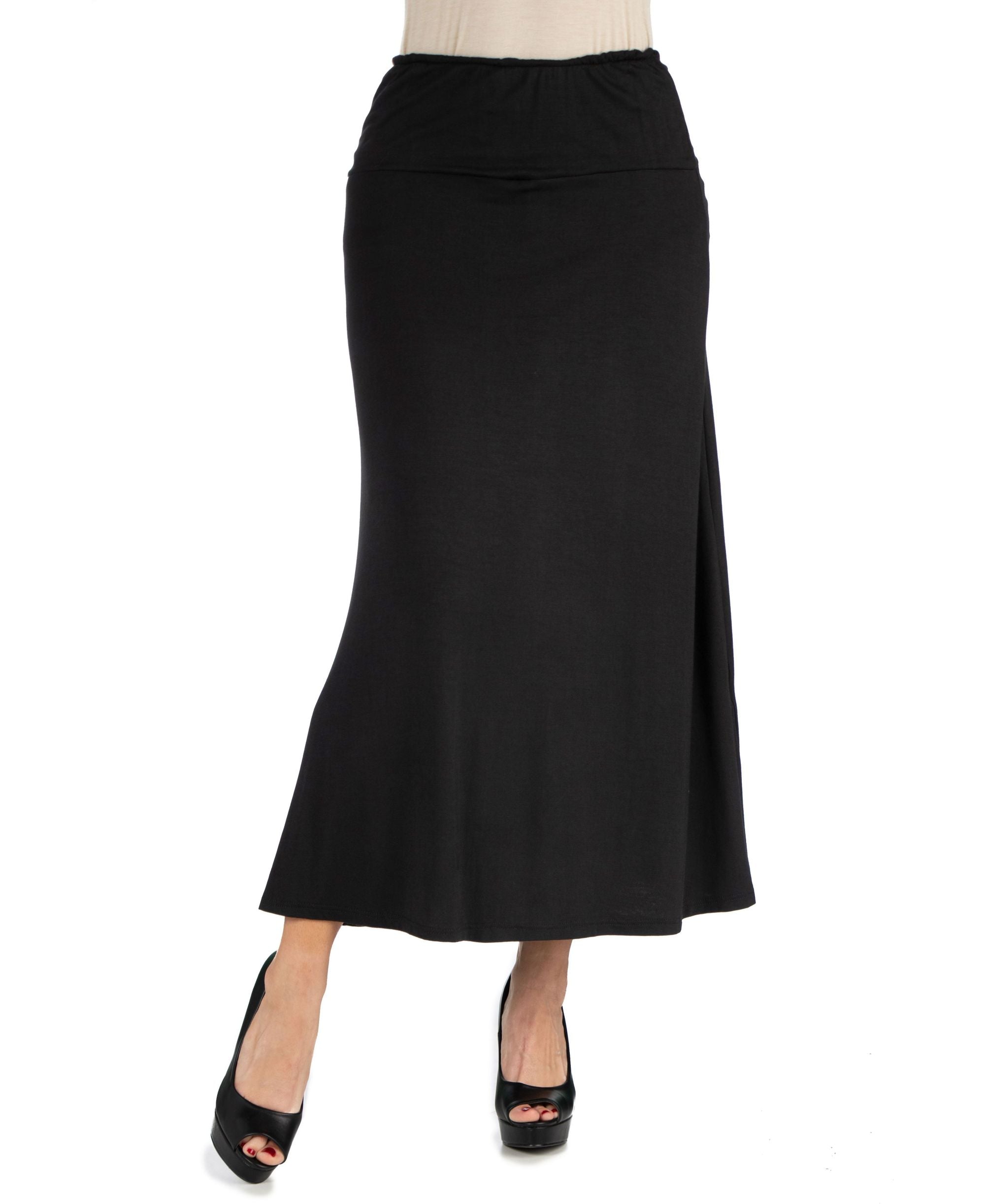 Womens Elastic Waist Maxi Skirt