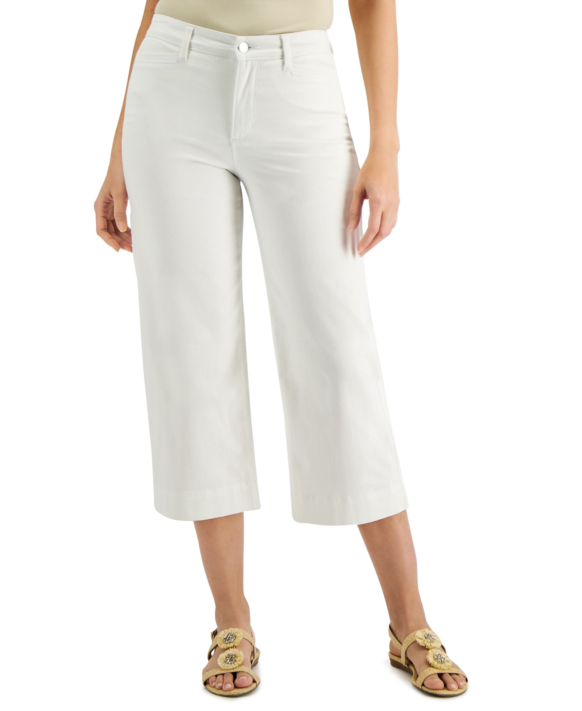 Charter Club High-Rise Wide-Leg Cropped Jeans