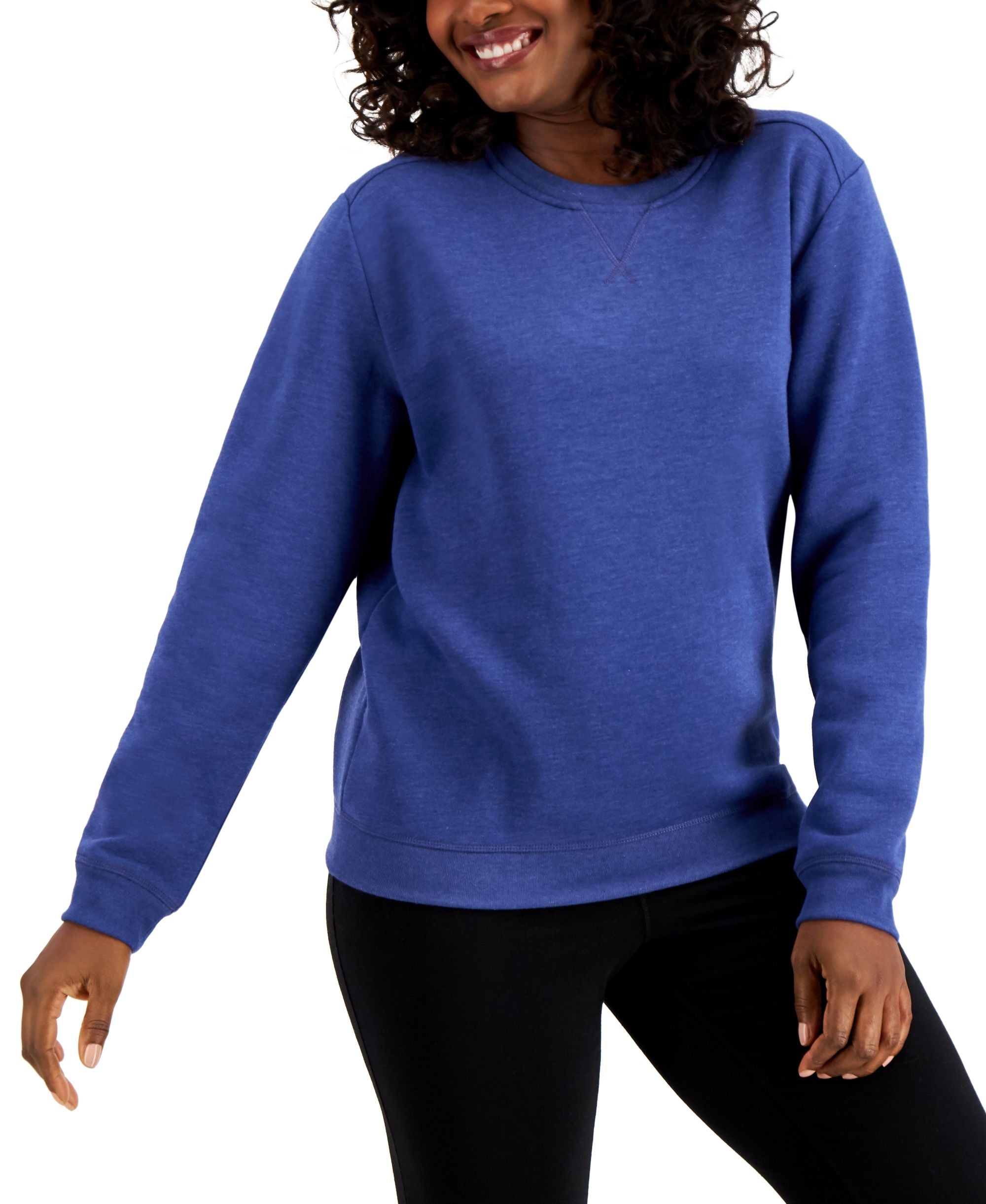 Karen Scott Crew Neck Fleece Sweatshirt