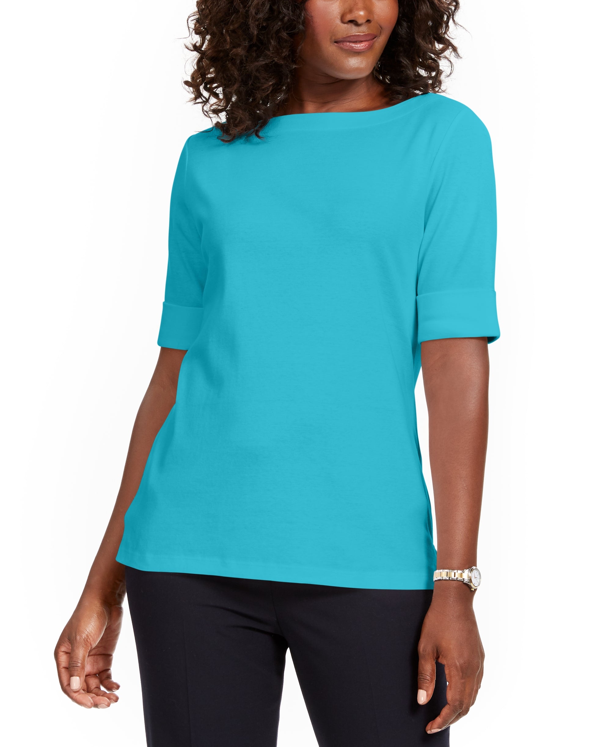 Petite Cotton Elbow-Sleeve T-Shirt