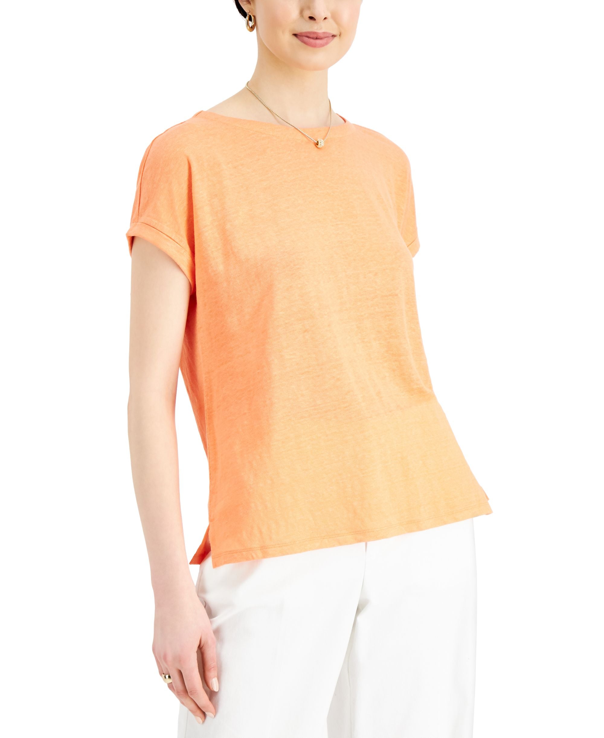 Charter Club Linen Boat-Neck Top