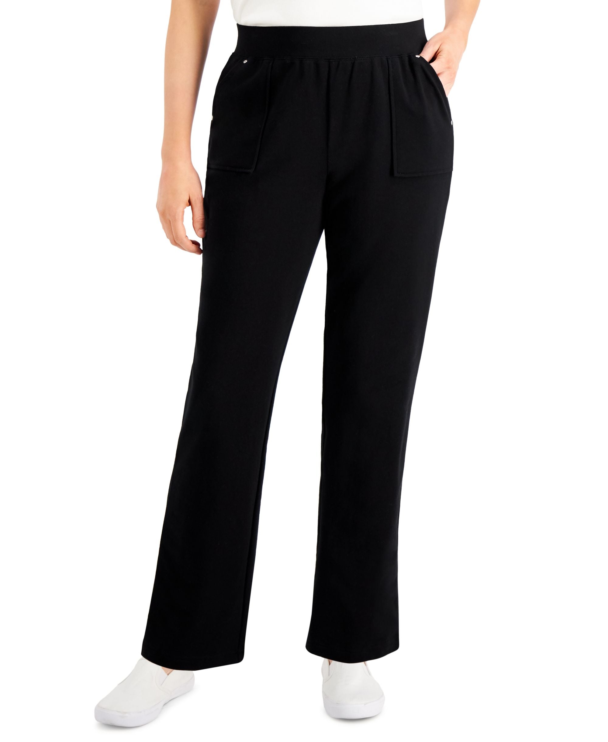 Karen Scott Petite High Rise Pull On Pants