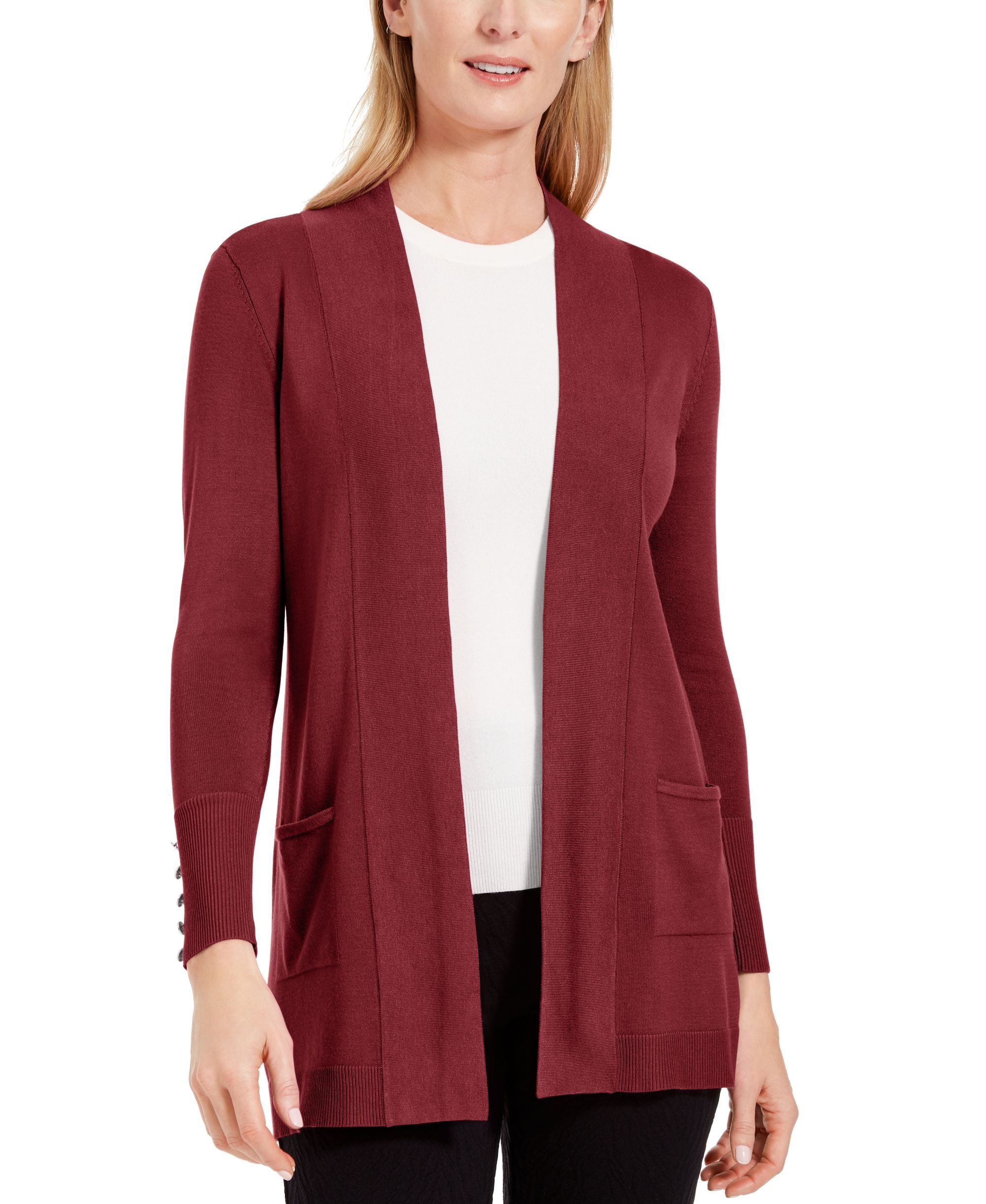 JM Collection Open-Front Cardigan