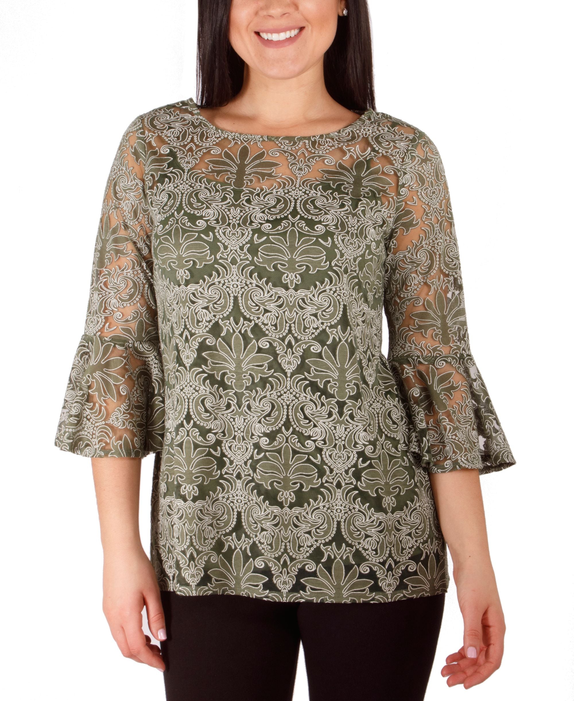 Womens Bell Sleeve Blouse Solid Camisole