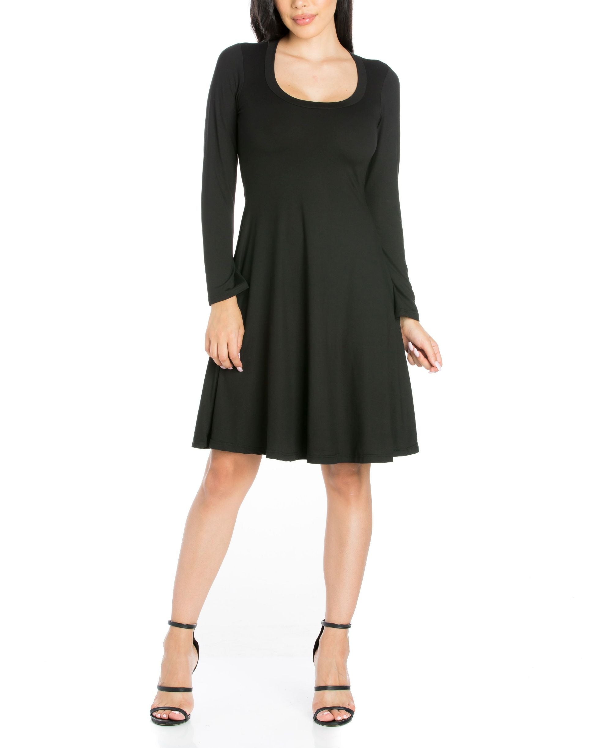 Womens Classic Long Sleeve Flared Mini Dress