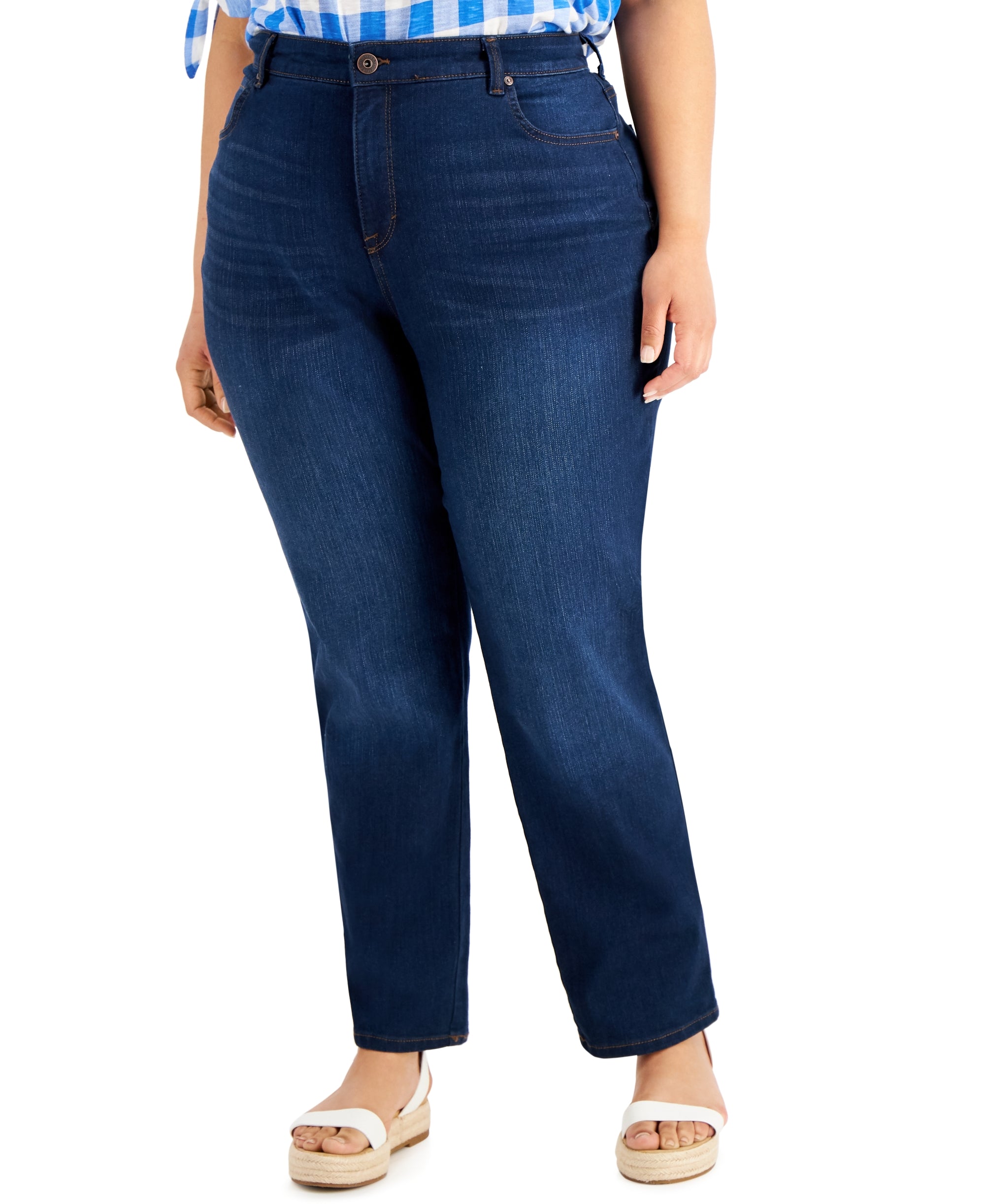 Plus Size High-Rise Straight Jeans