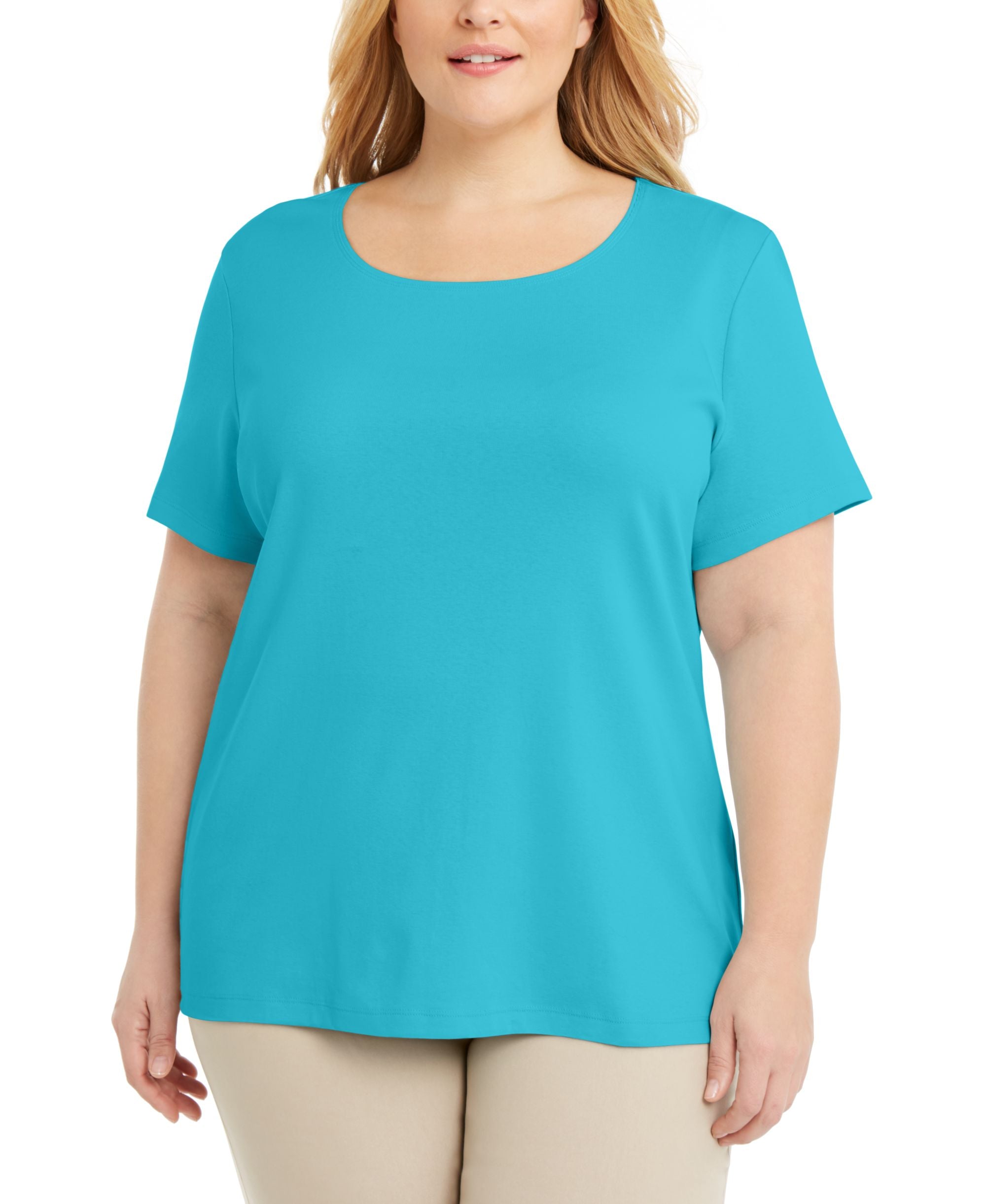 Plus Size Short Sleeve Scoop-Neck Top