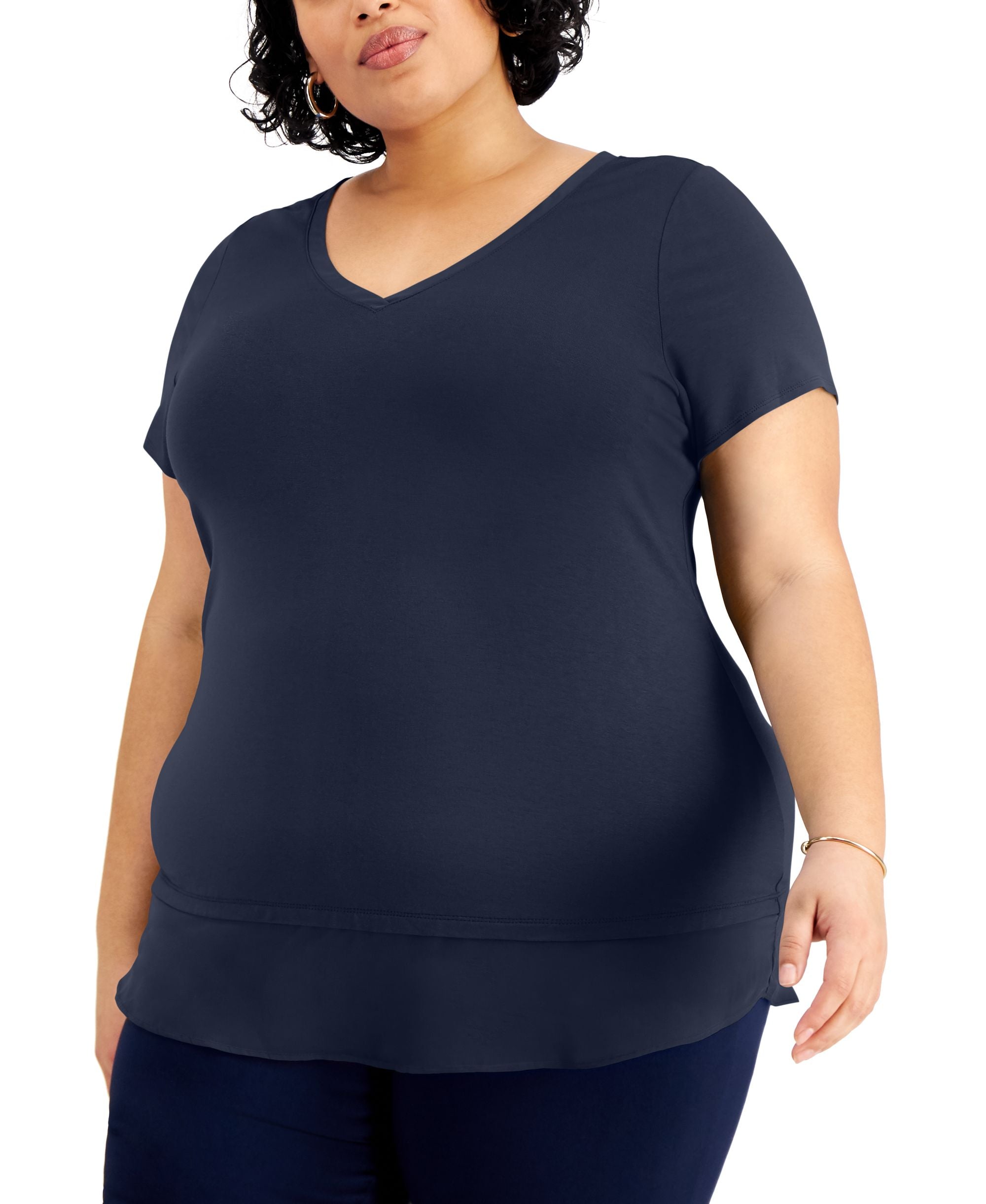 JM Collection Plus Size Layered Hem Top