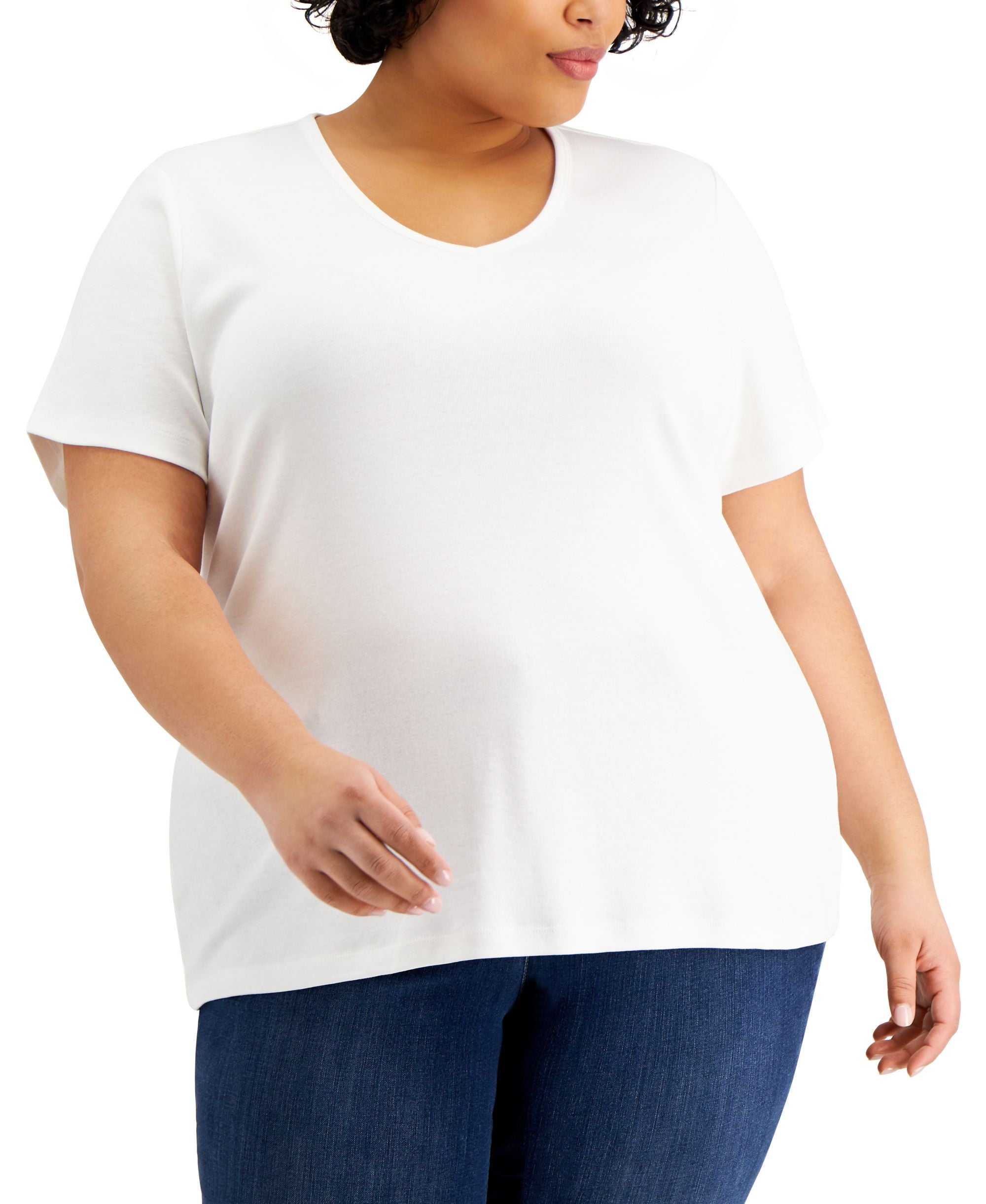 Karen Scott Plus Size Cotton V Neck Top
