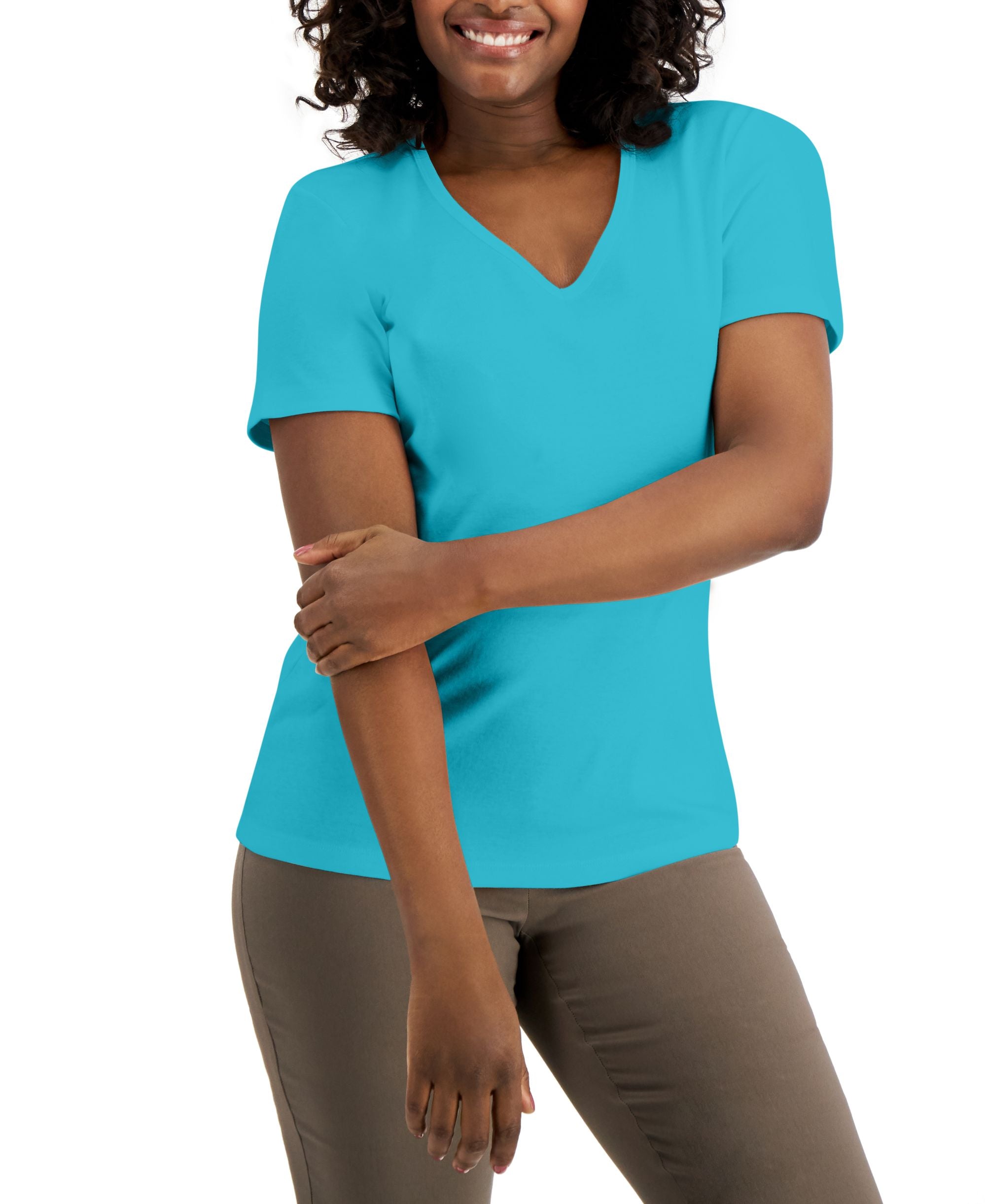 Karen Scott Cotton V Neck Top