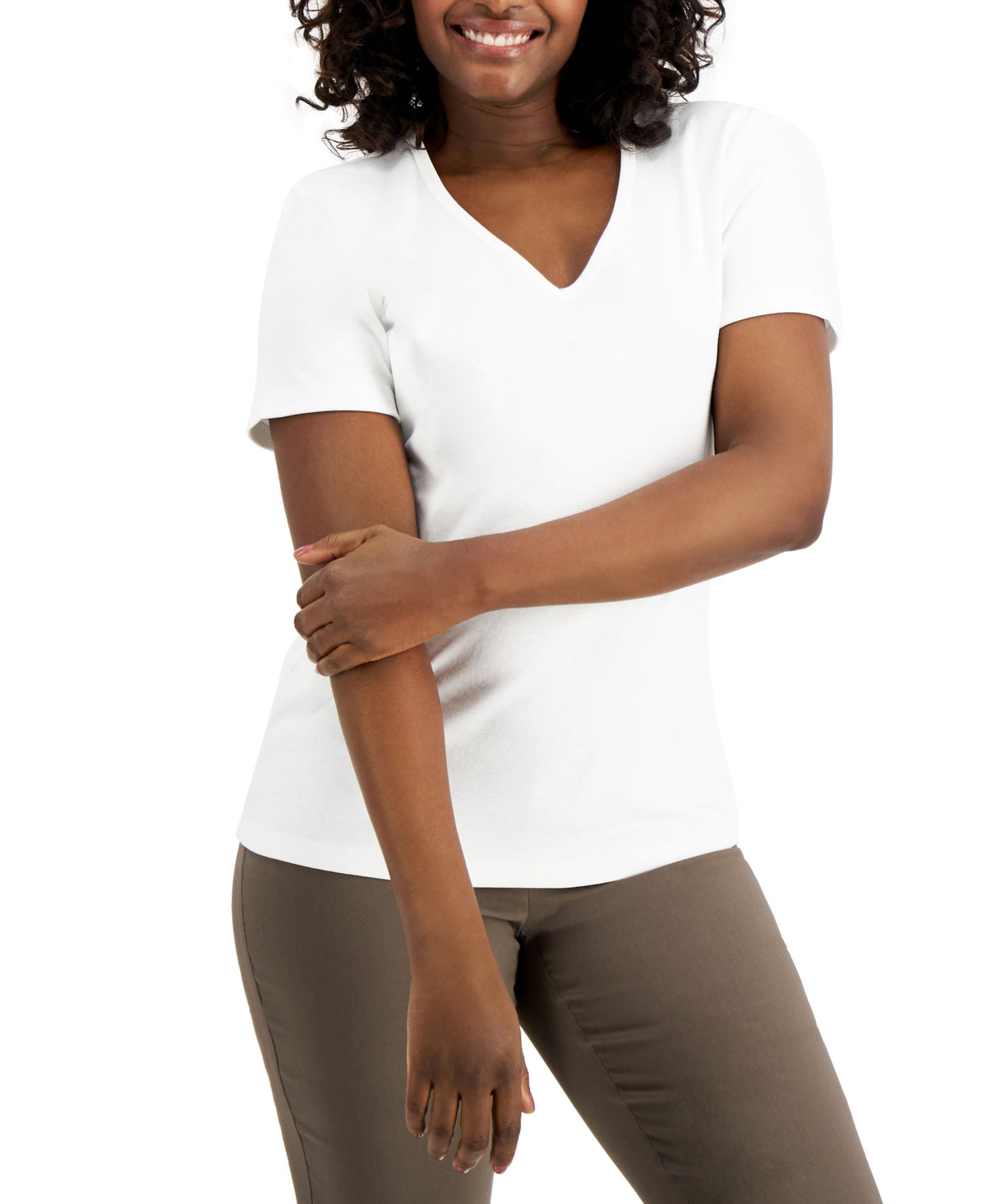 Karen Scott Cotton V Neck Top