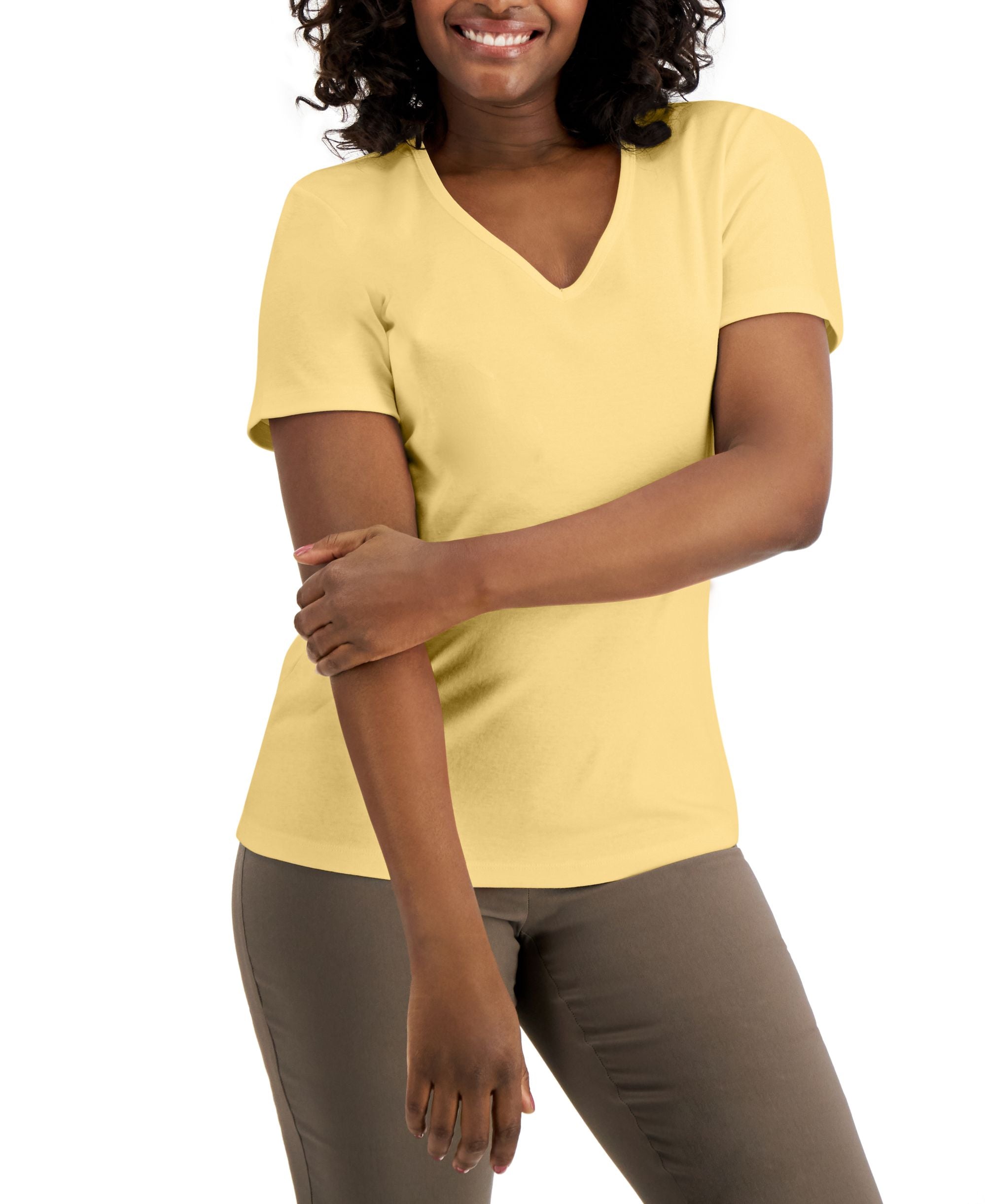 Karen Scott Cotton V Neck Top