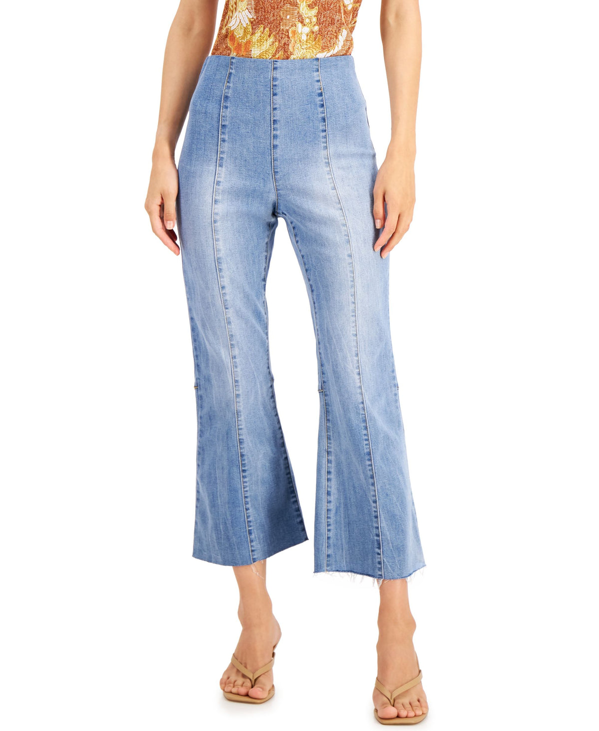 INC International Concepts Womens High Rise Crop Flare Pull On Jean