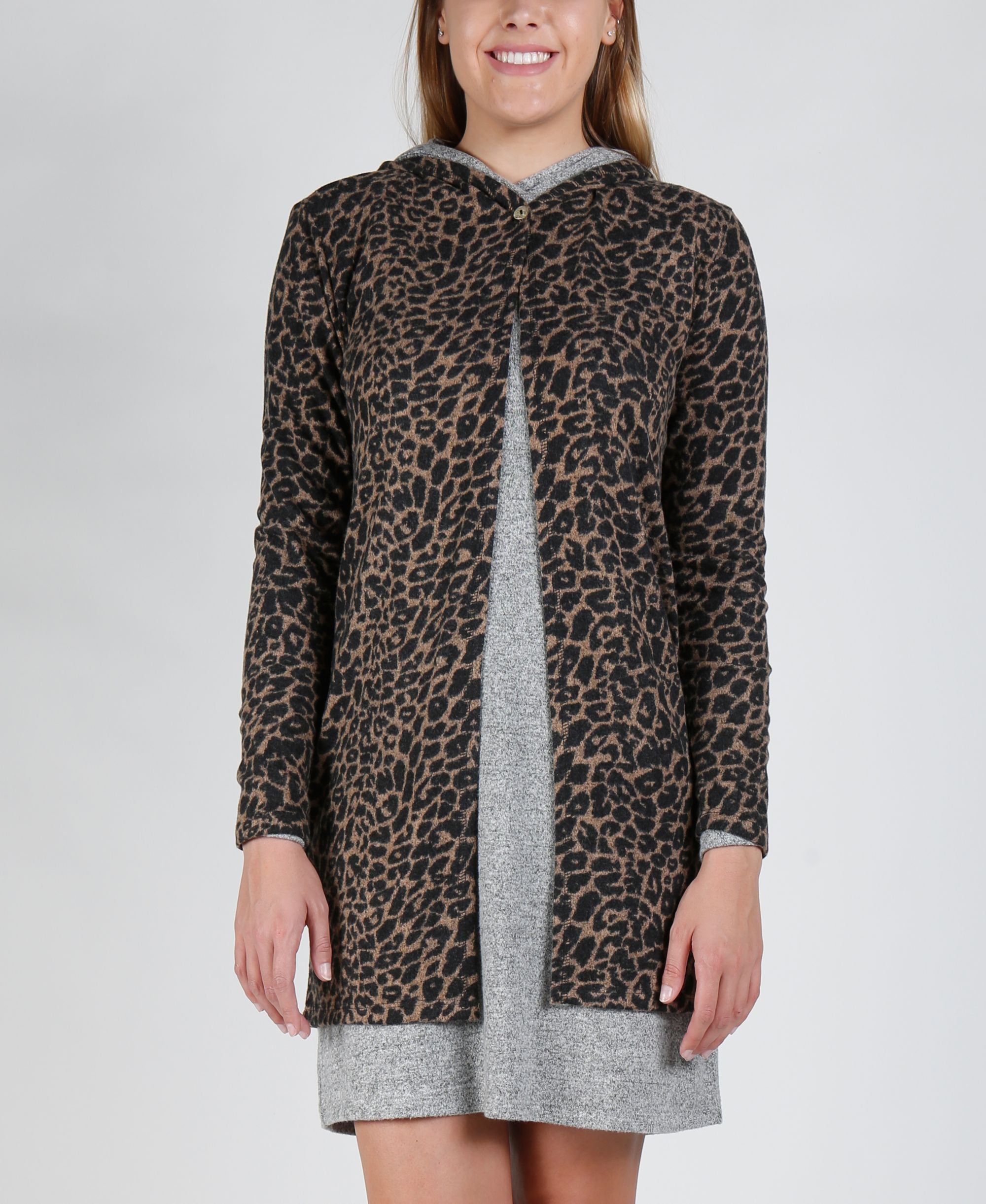 Womens Cozy Single Button Hoodie Cardigan