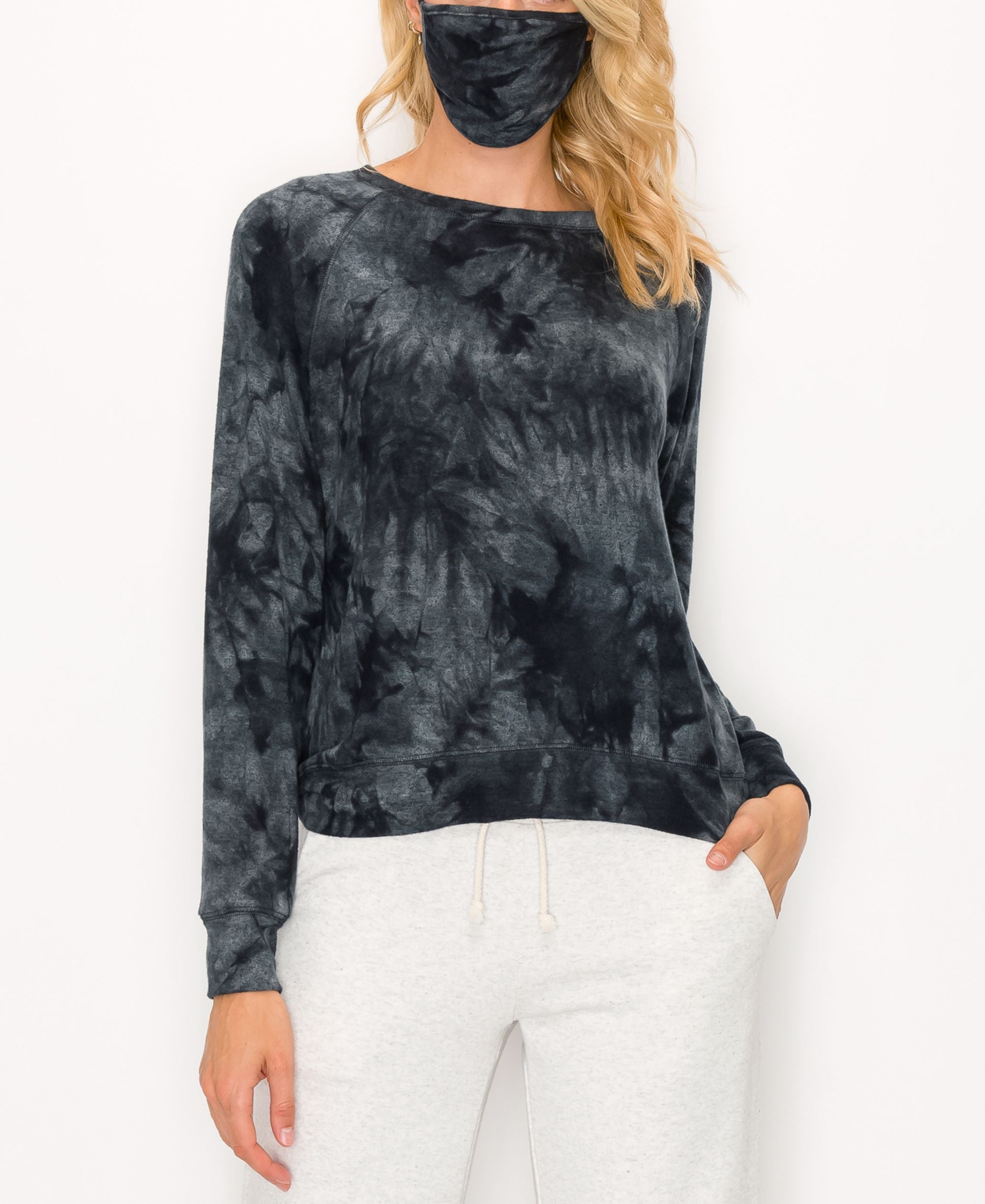 Womens Cozy Tie Dye Raglan Sweatshirt