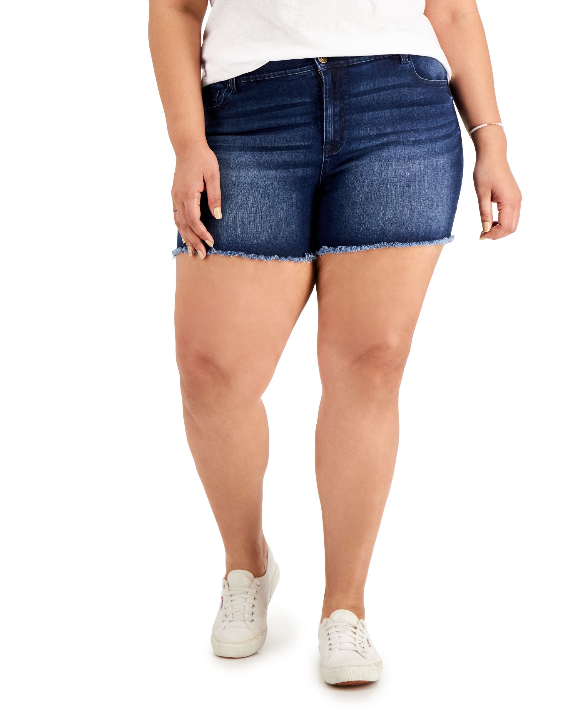 Celebrity Pink Trendy Plus Size Frayed Hem Denim Shorts