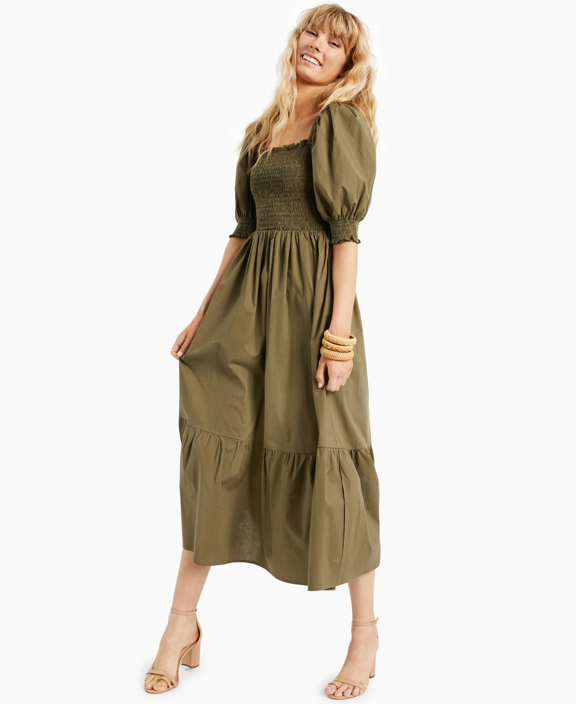 INC International Concepts Smock Puff Sleeve Dress