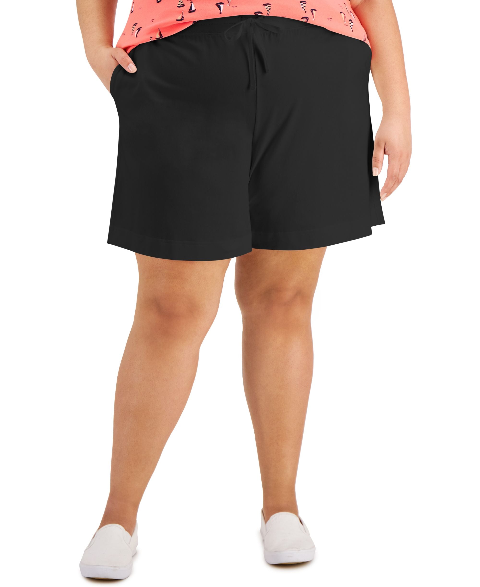 Karen Scott Plus Size Drawstring Waist Knit Shorts