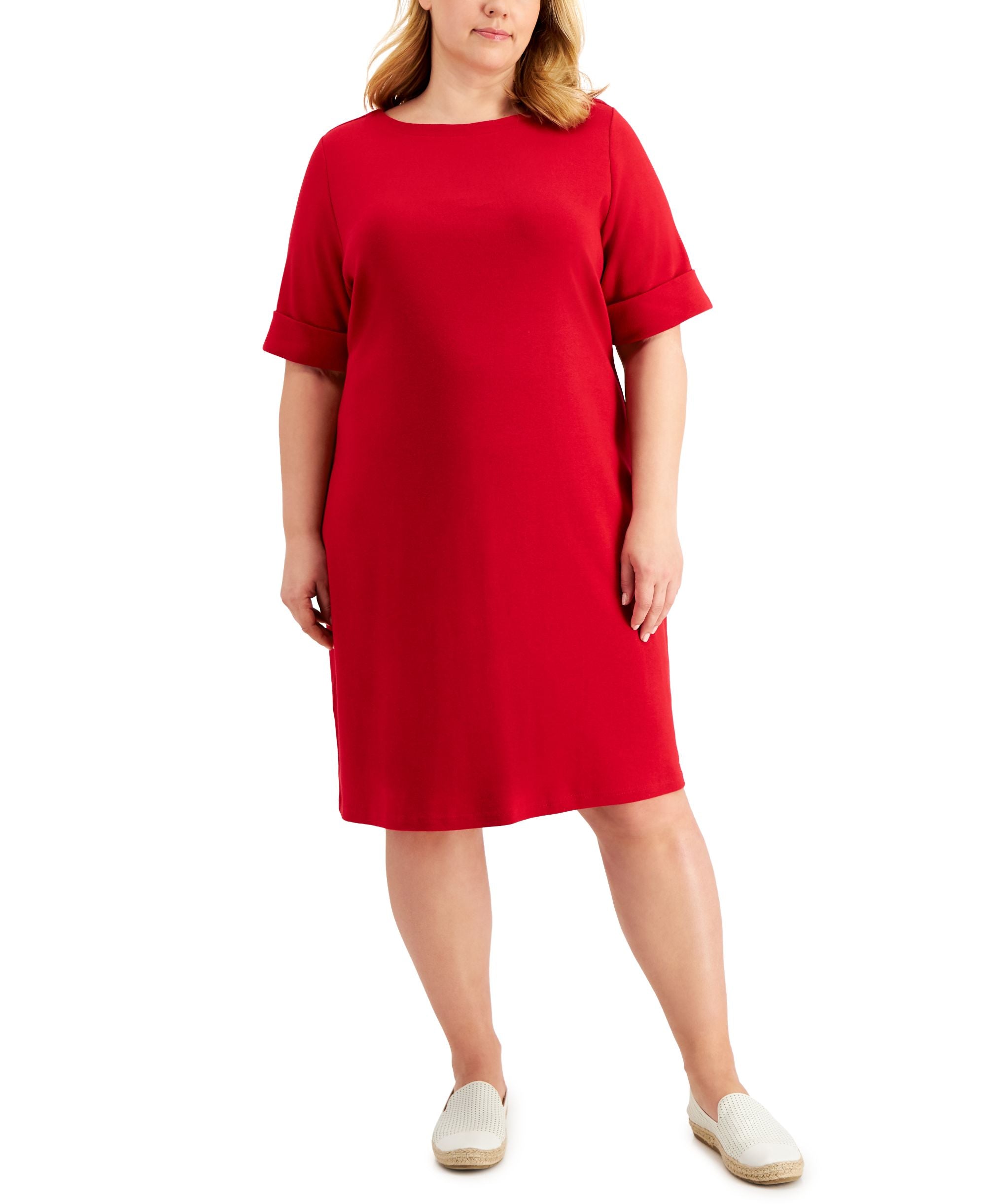 Karen Scott Plus Size Solid Boat Neck Dress