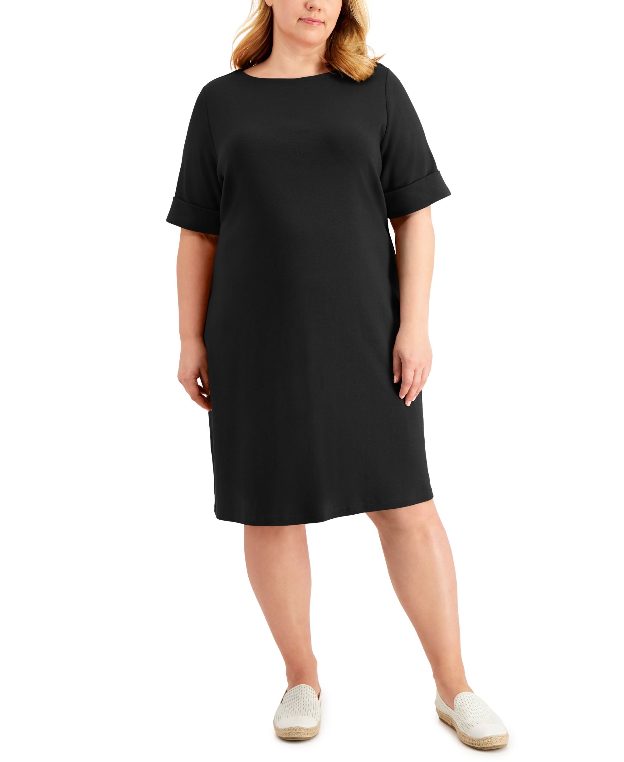 Karen Scott Plus Size Solid Boat Neck Dress