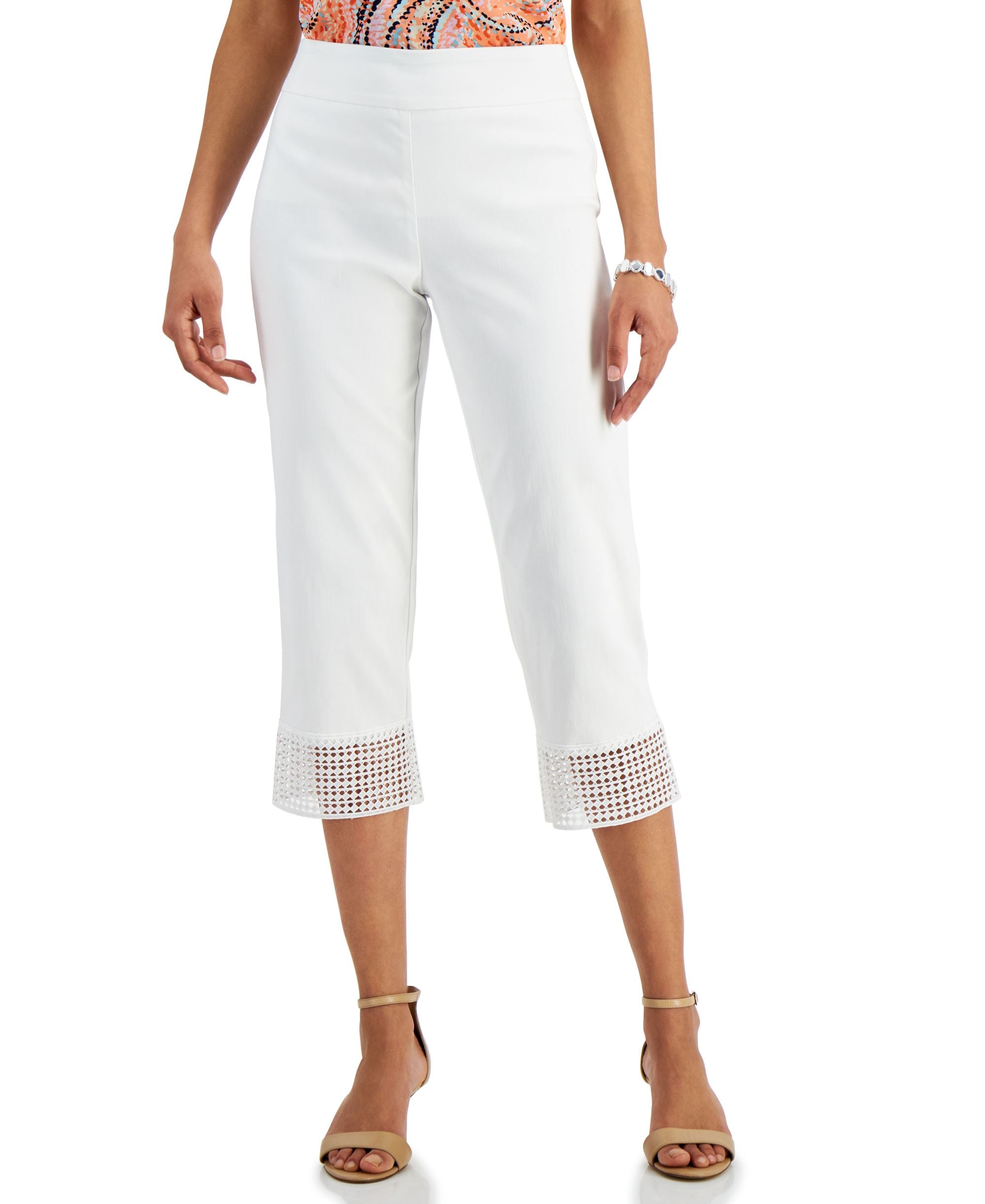 Crochet-Hem Capri Pants