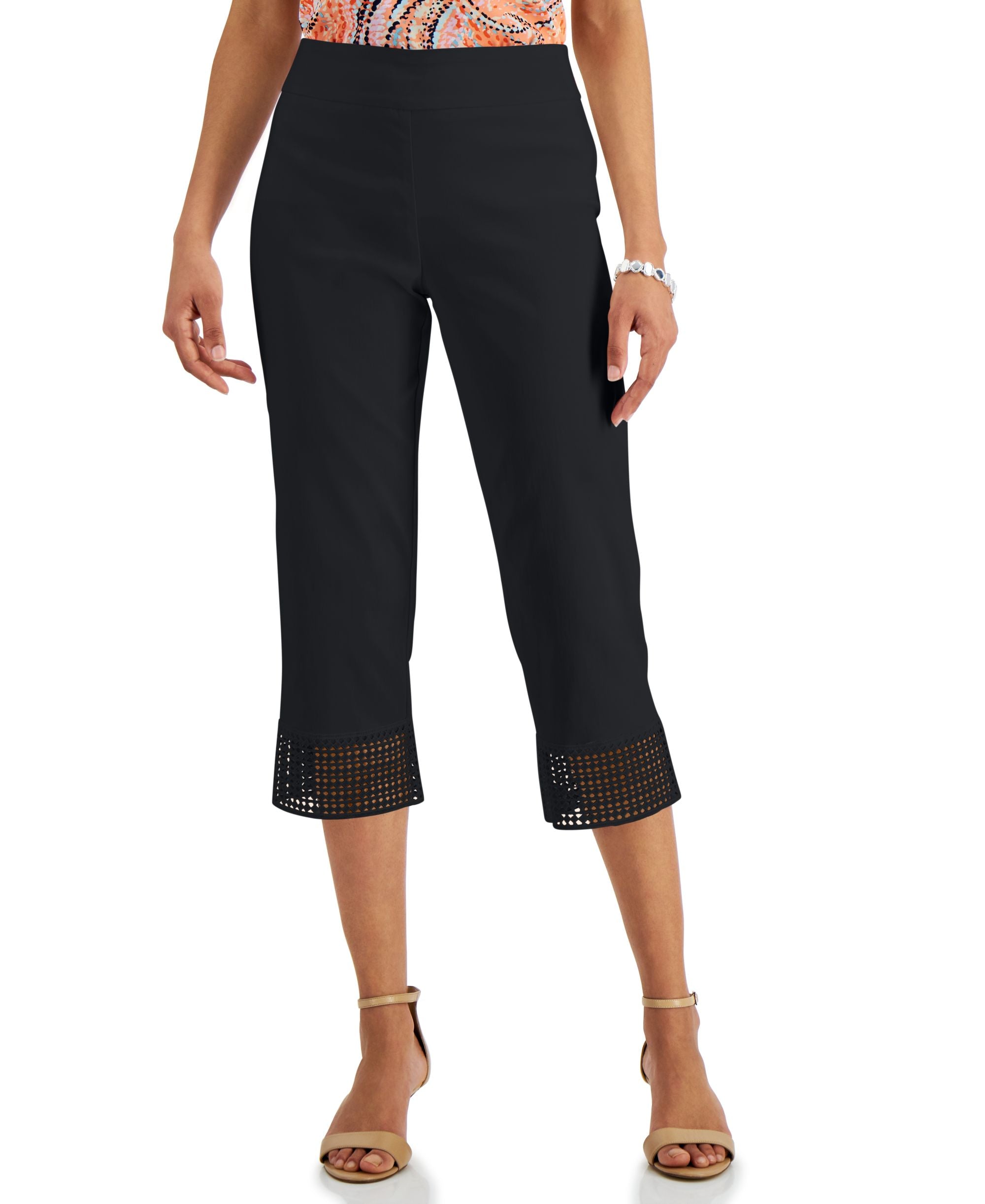 JM Collection Petite Crochet Hem Capri Pants