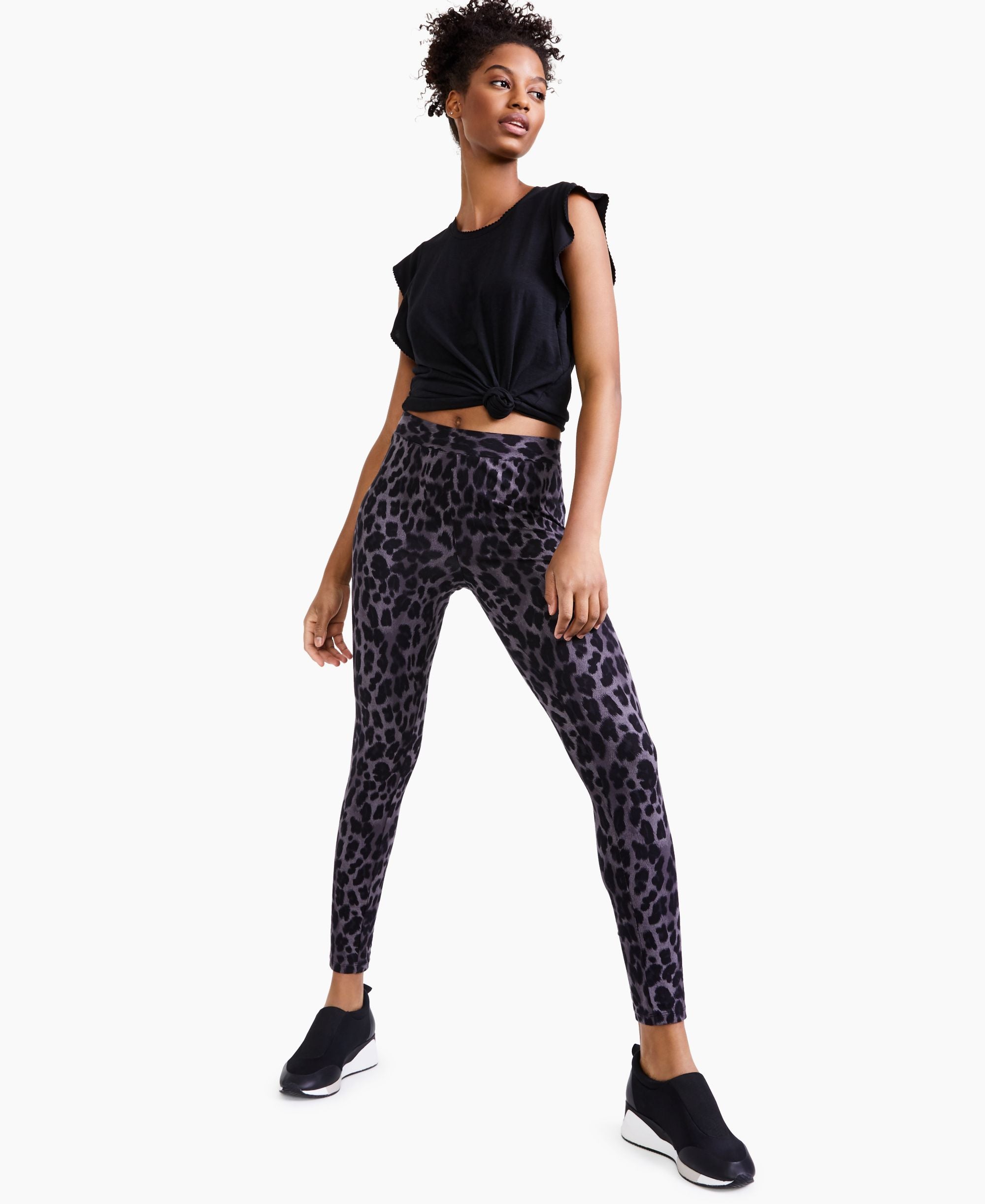 Petite Animal-Print Pull-On Leggings