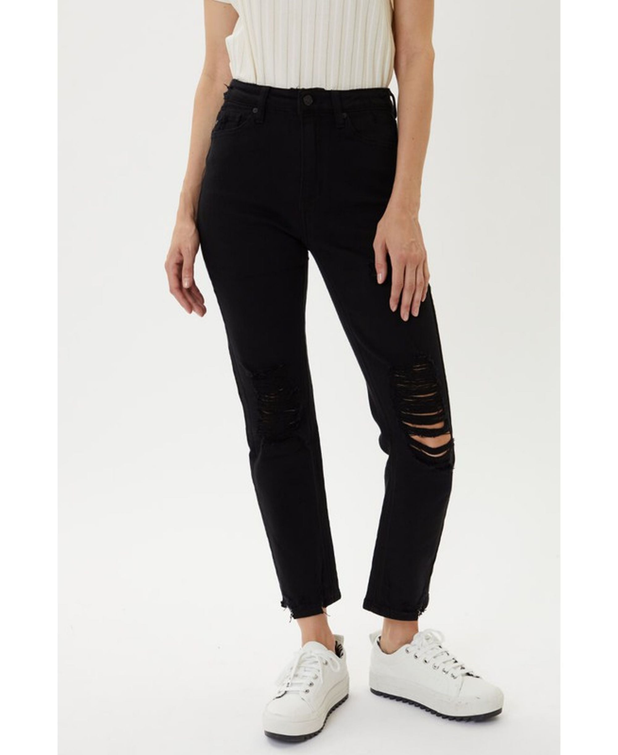 Kancan Womens High Rise Straight Jeans