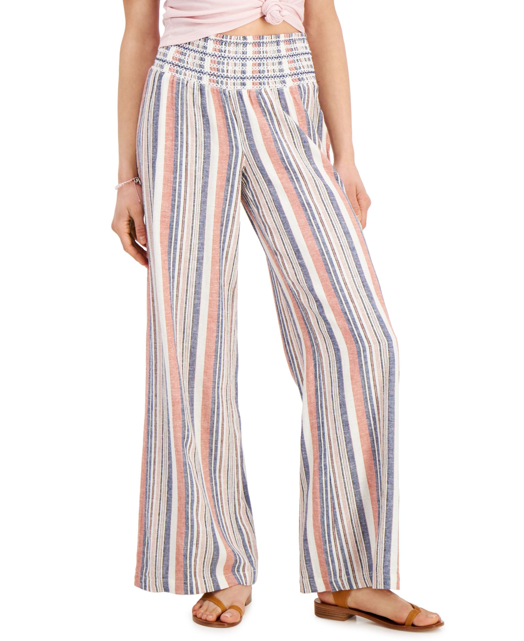 Rewash Juniors' Smocked Wide-Leg Pants