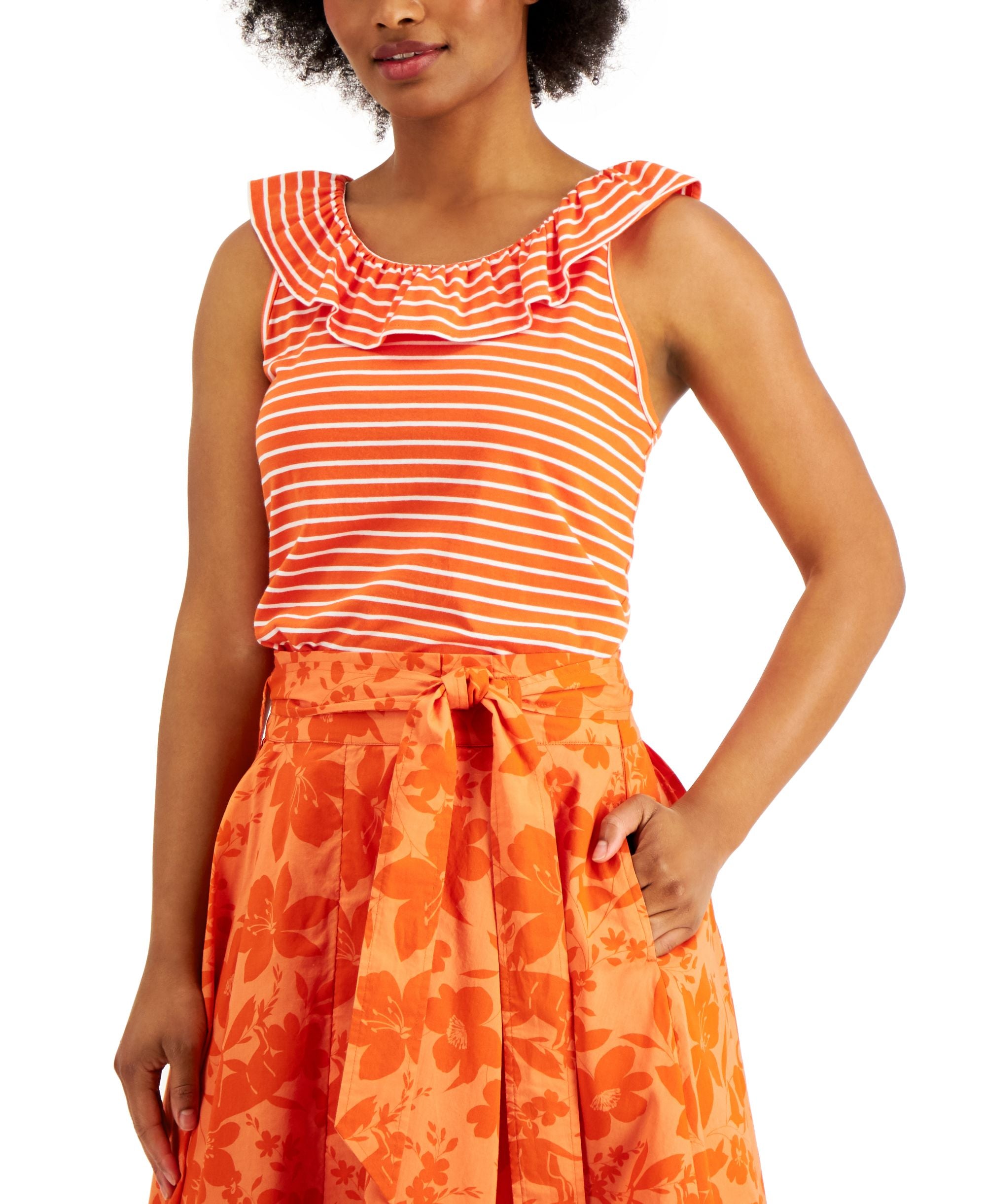 Charter Club Ruffle Neck Top