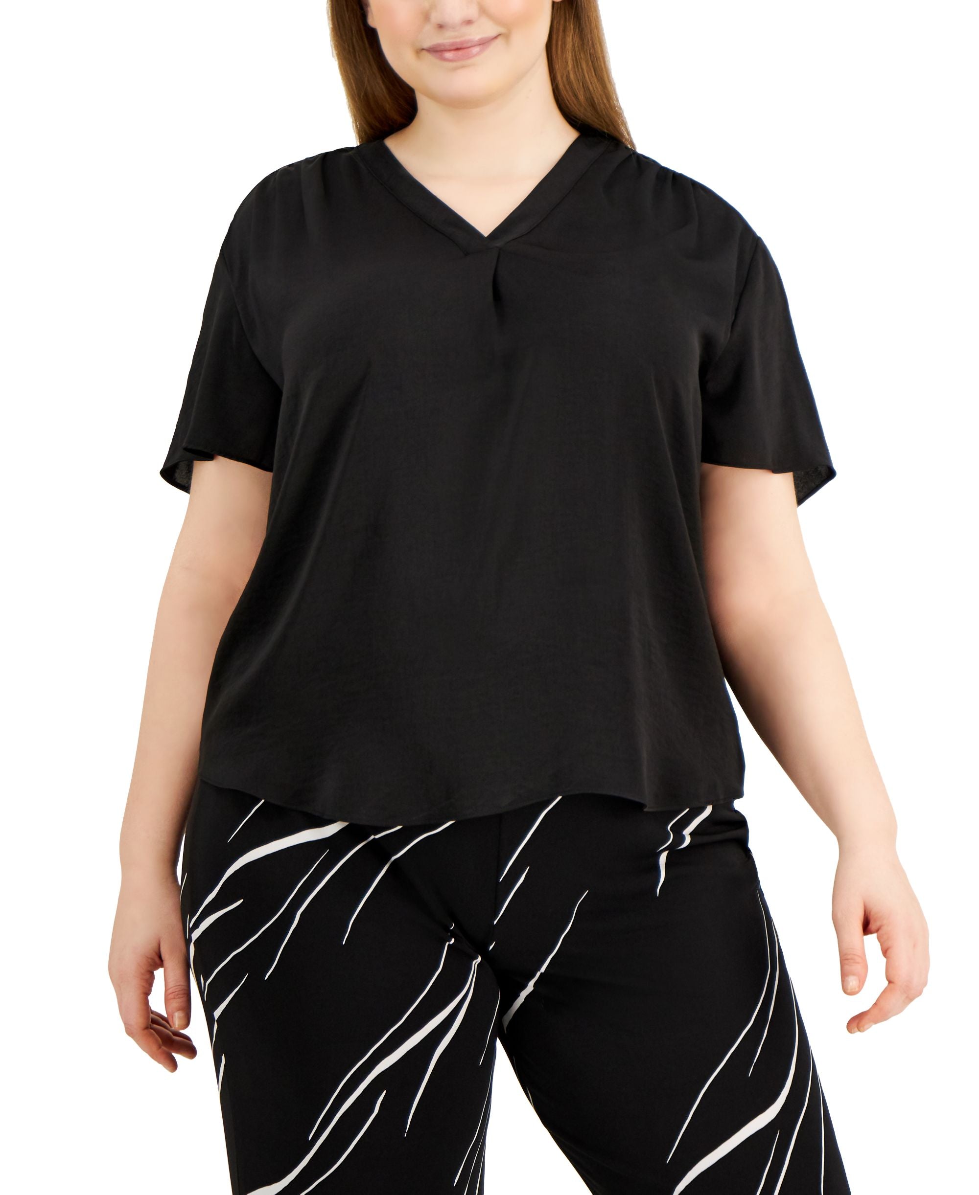 Alfani Plus Size V Neck Top
