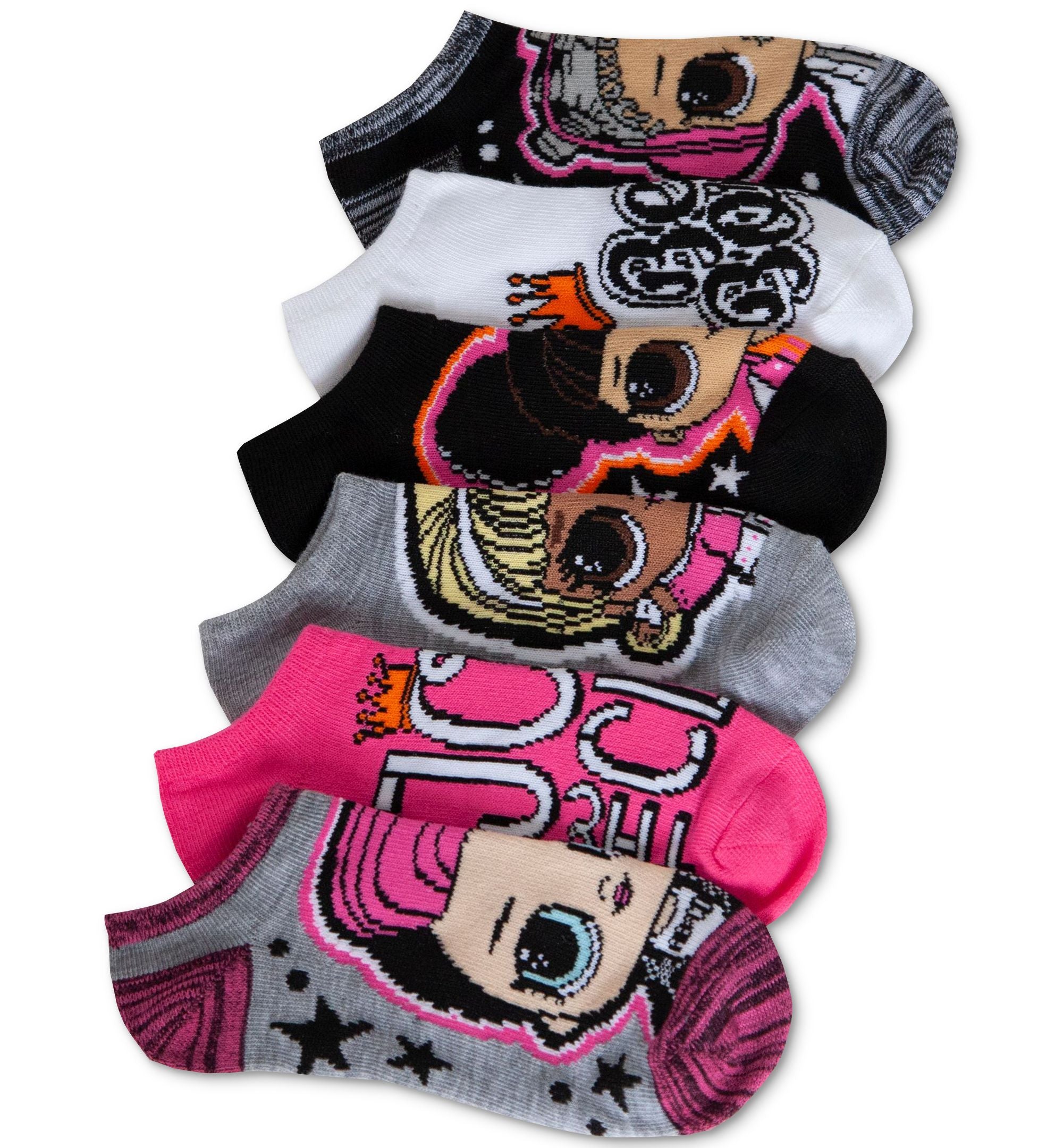 Lol Surprise Little Big Girls 6 Pk. No Show Socks
