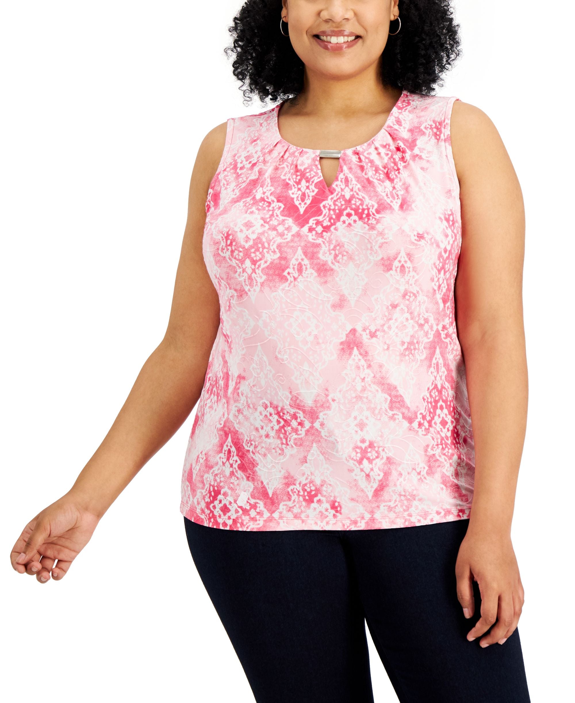 JM Collection Plus Size Tie Dyed Jacquard Top