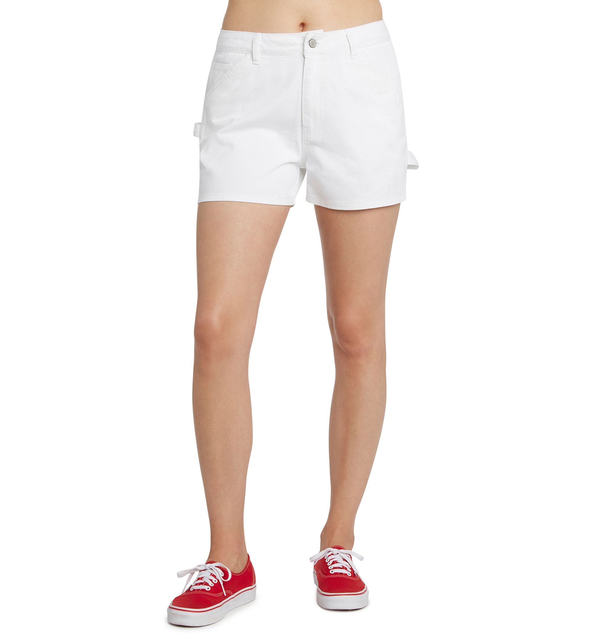 DICKIES Juniors Light Blue Zippered Pocketed Carpenter High Waist Shorts