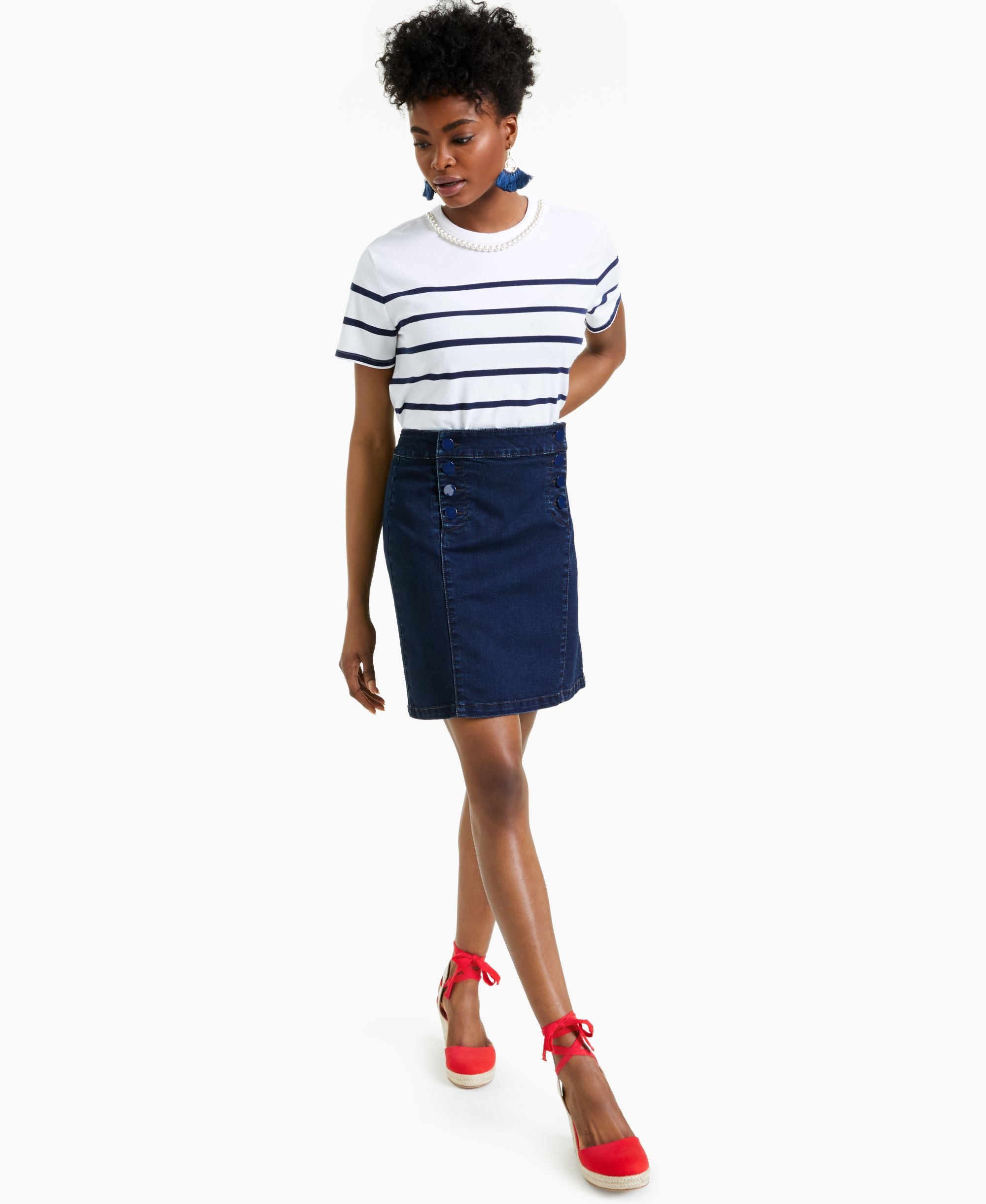Charter Club Denim Tummy Control Sailor Skirt