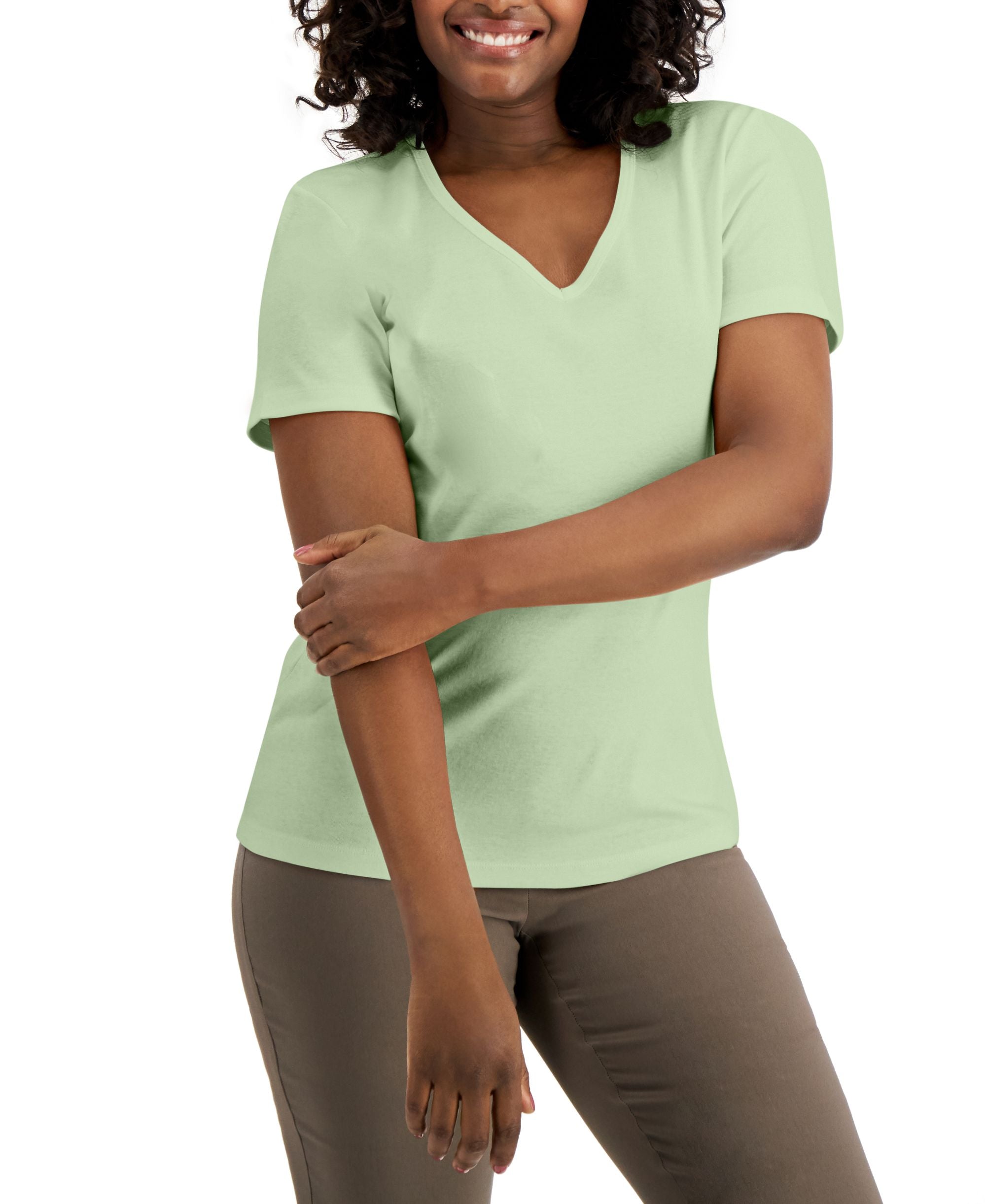 Karen Scott Cotton V Neck Top