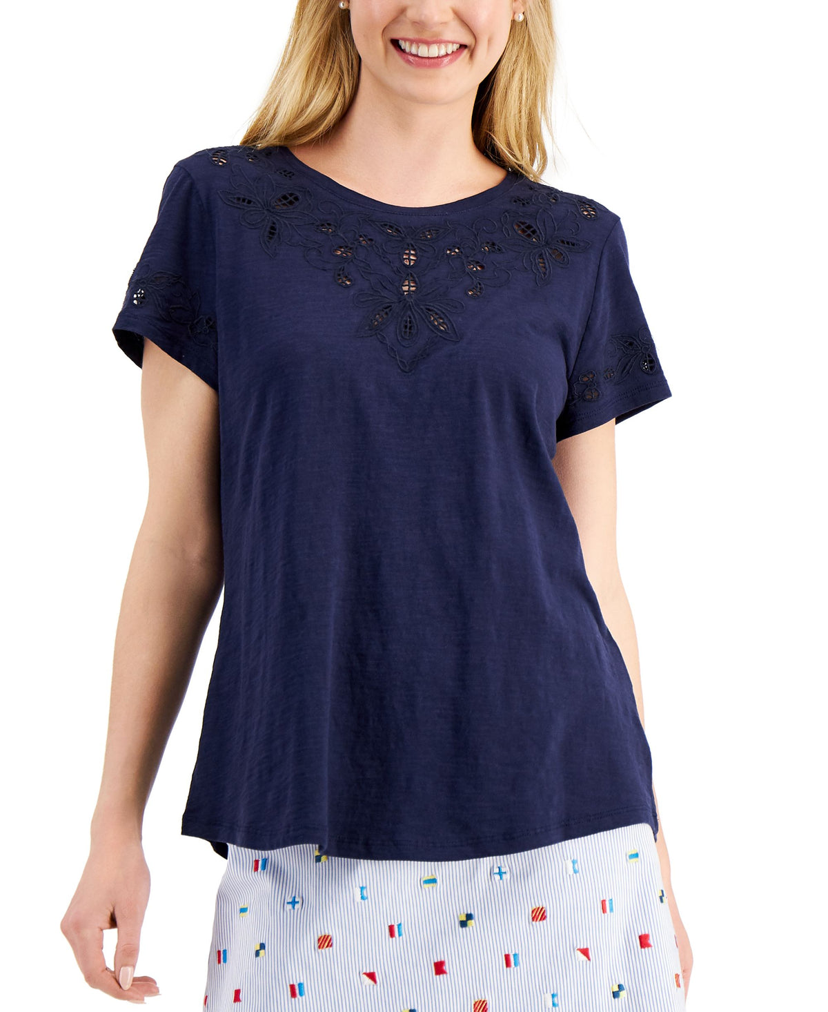 Charter Club Eyelet Embroidered Top