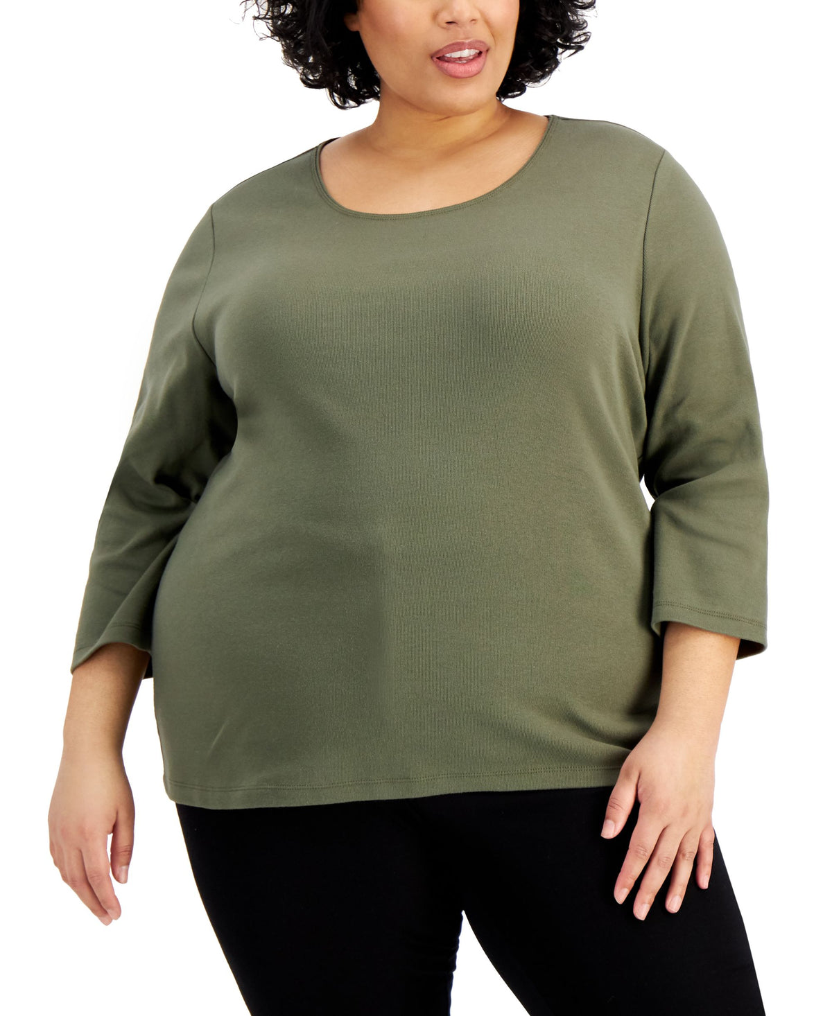 Karen Scott Plus Size Cotton Scoop Neck Top