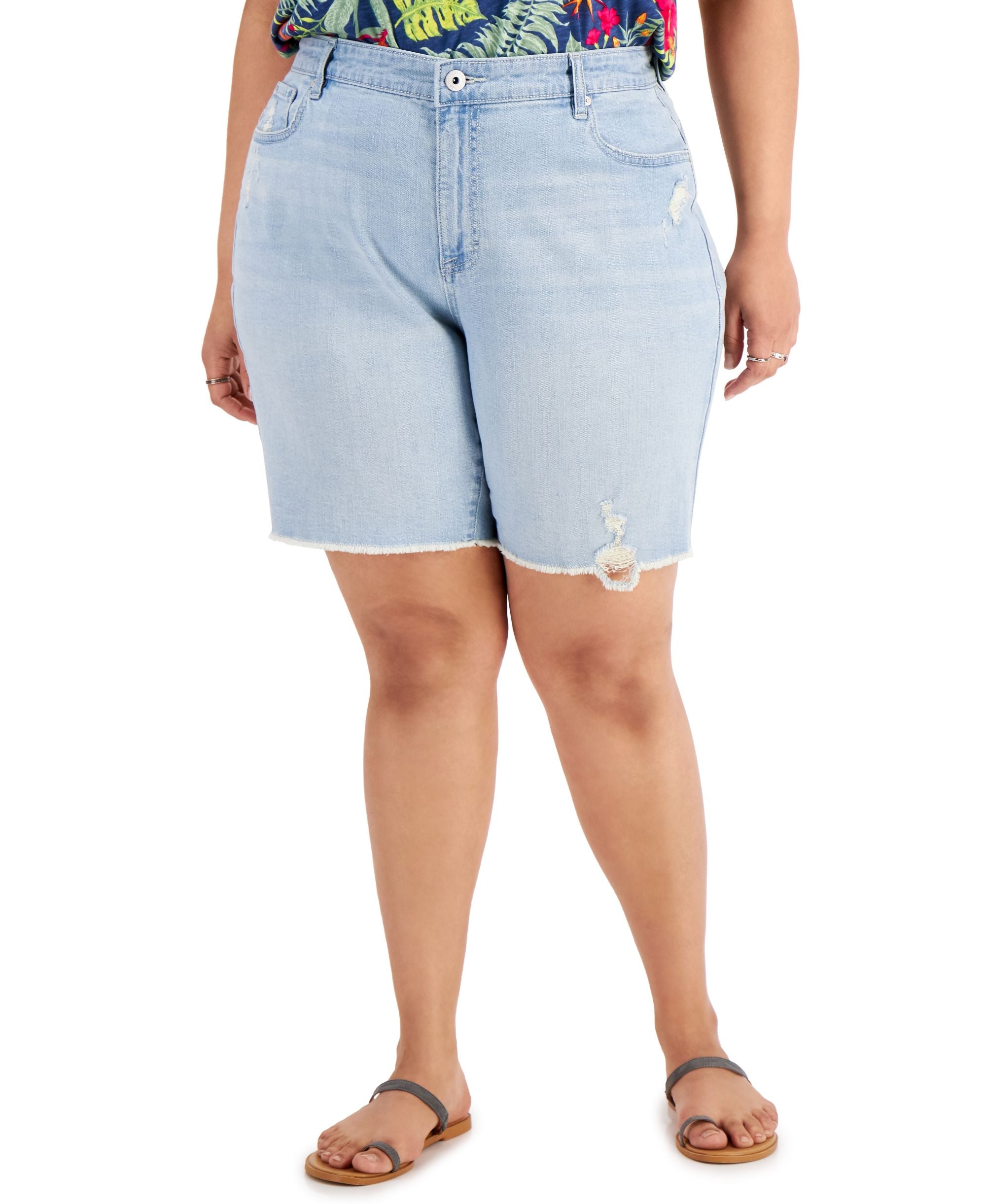 Petite Raw-Hem Bermuda Shorts