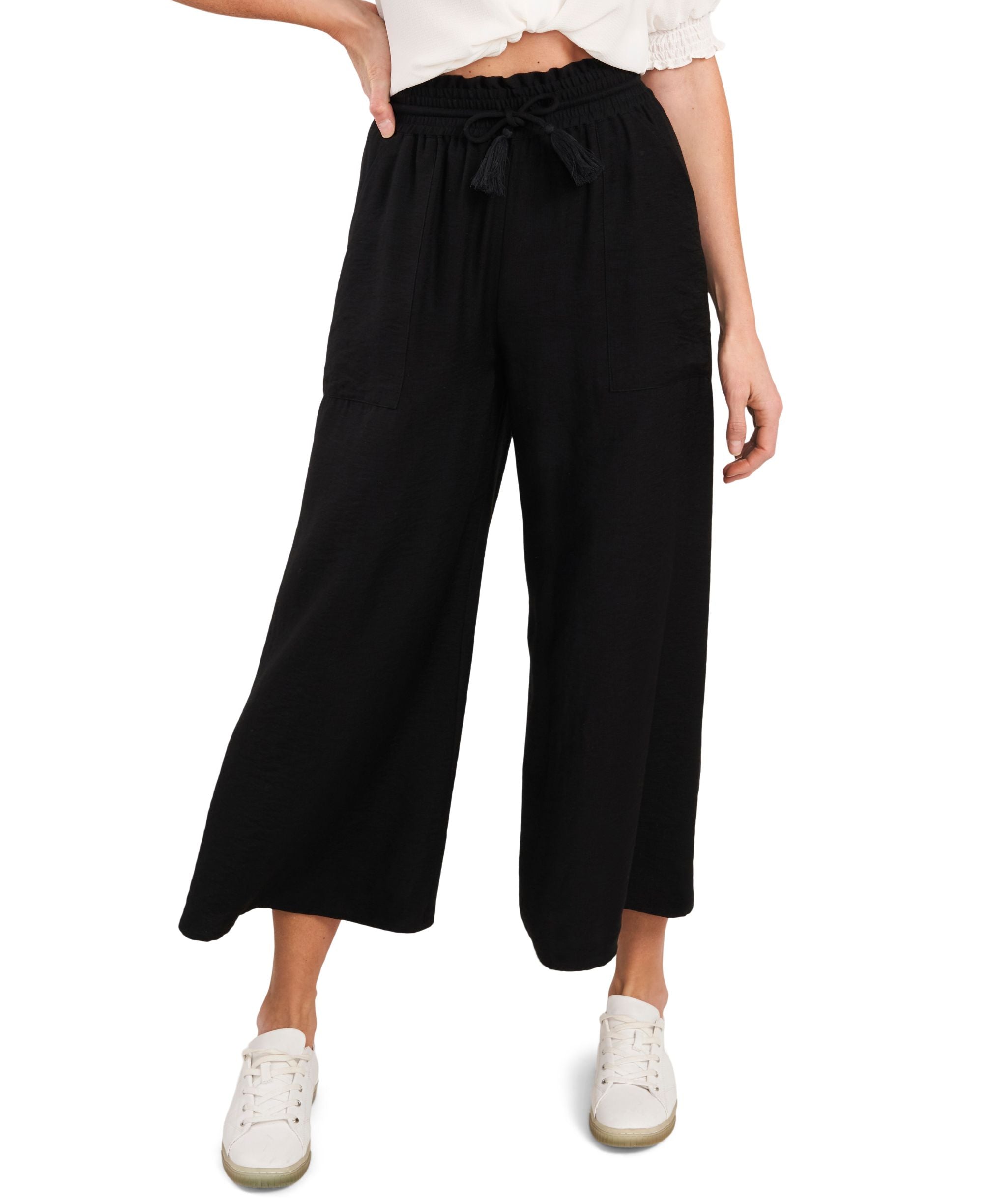 Women's Tie-Waist Wide-Leg Ankle Pull-On Pants