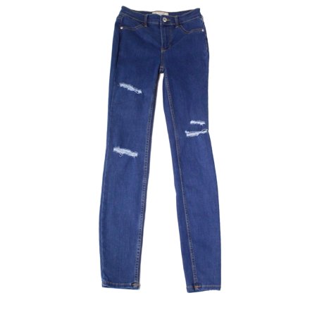 Free People Womens Destroyed Long & Lean Skinny Jeans Blue 25