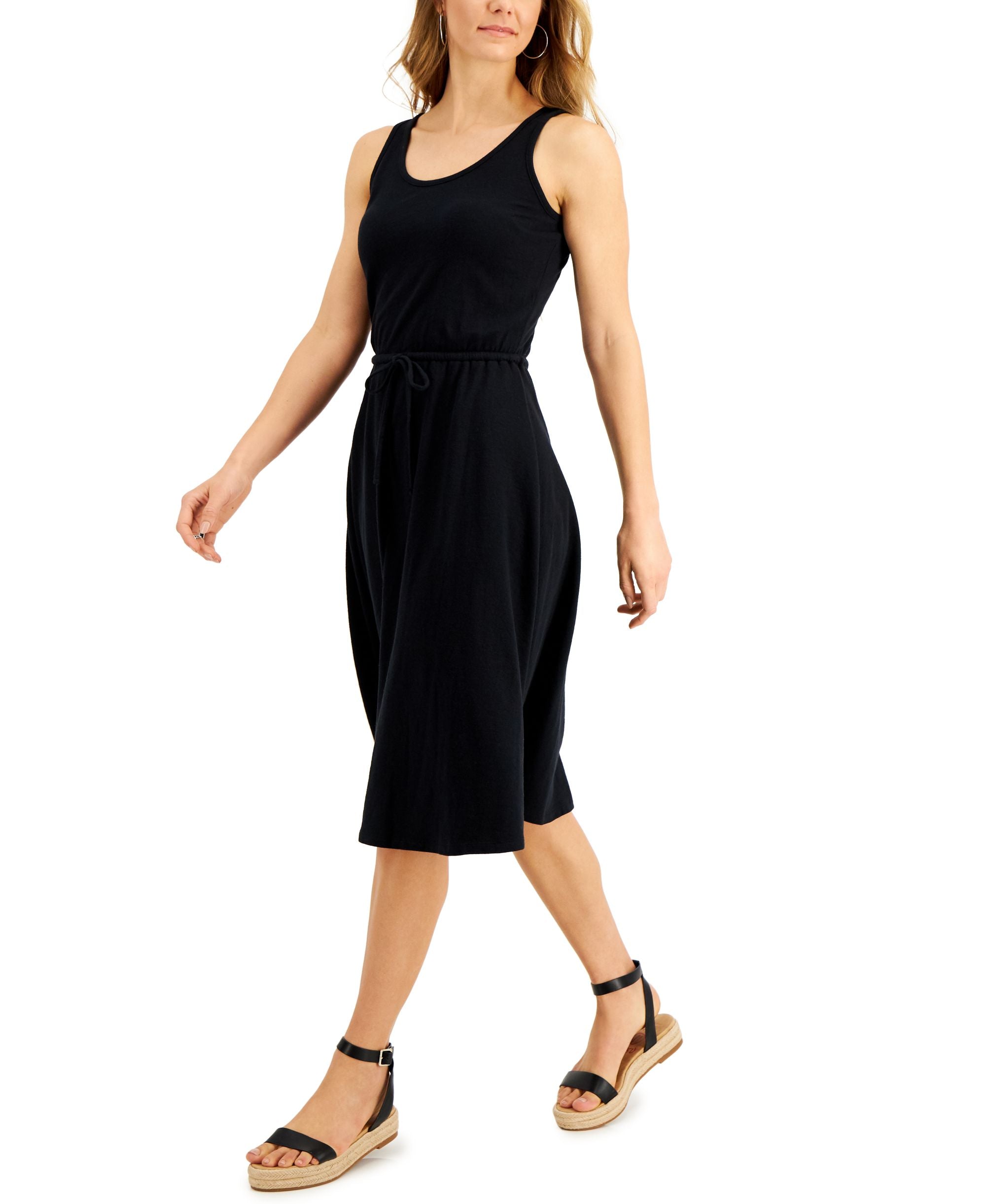 Style & Co Petite Cotton Drawstring Midi Dress