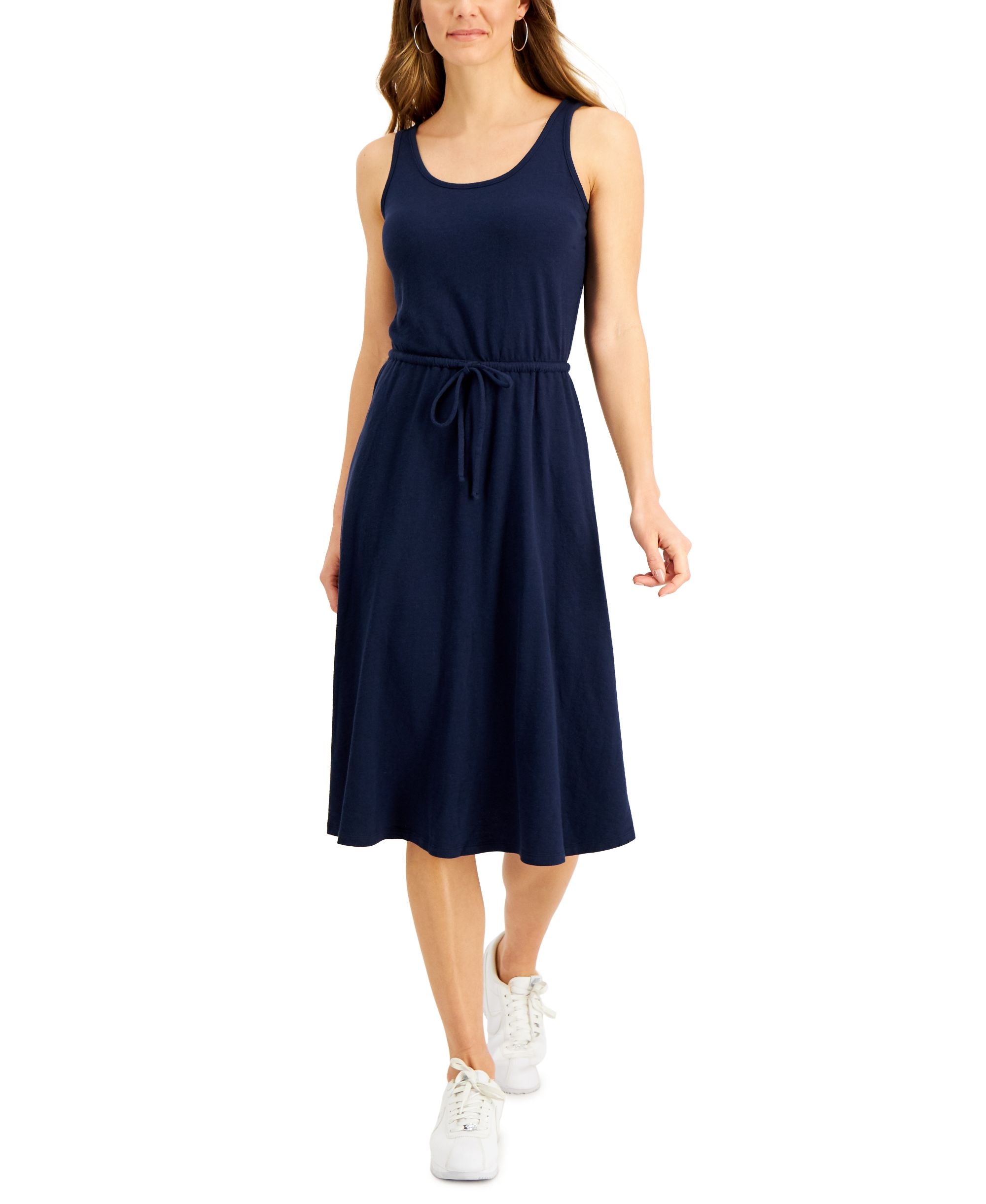 Style & Co Petite Cotton Drawstring Midi Dress