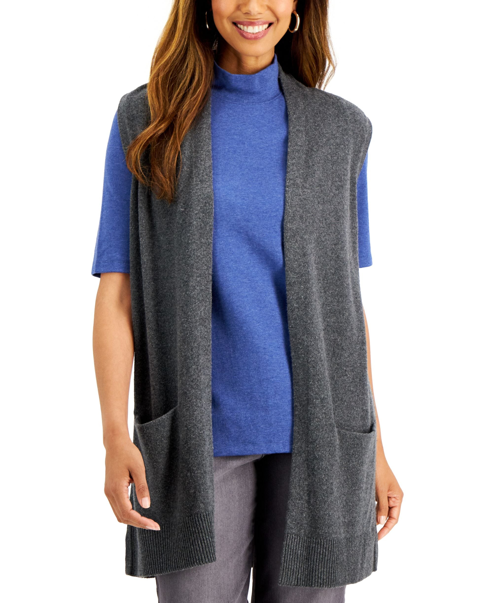 Karen Scott Solid Duster Vest