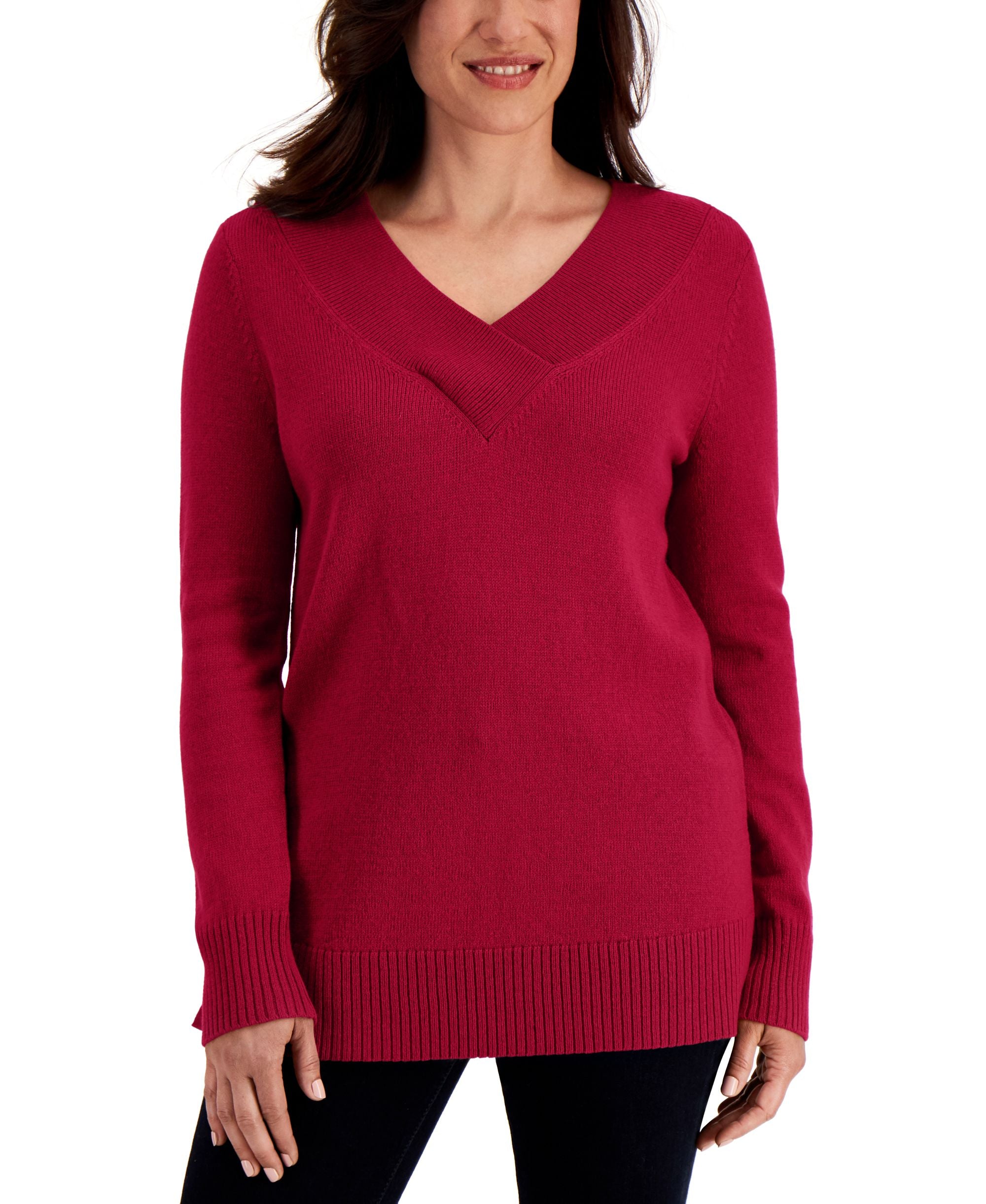 Karen Scott Crossover V Neck Sweater