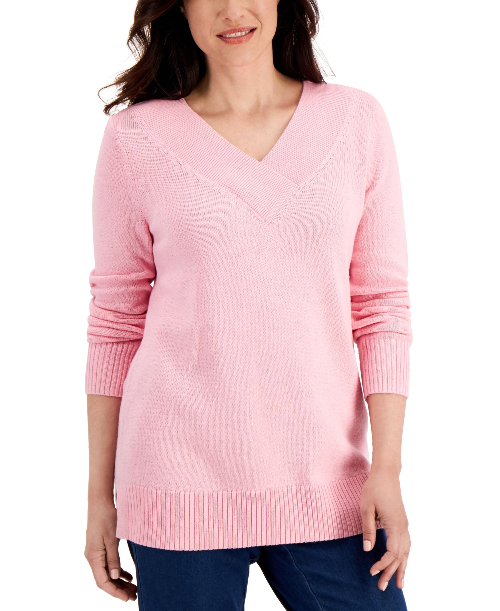 Karen Scott Crossover V Neck Sweater