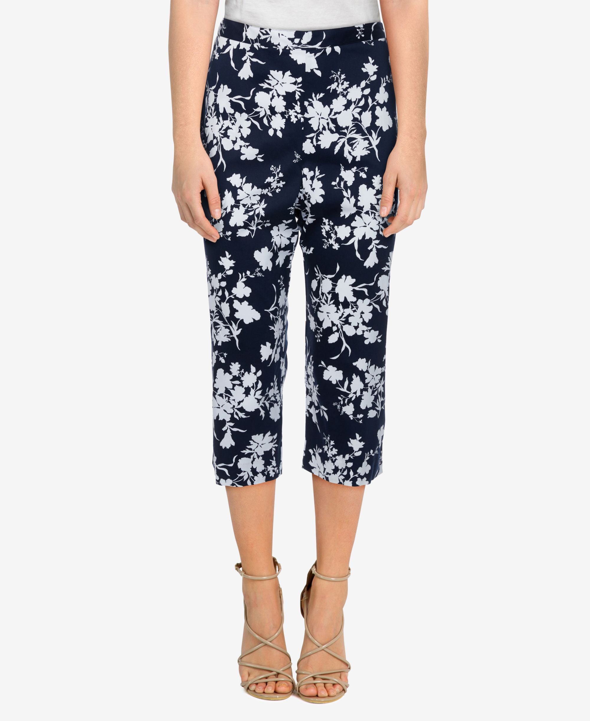 Alfred Dunner Womens Missy Savannah Silky Floral Capri Pants